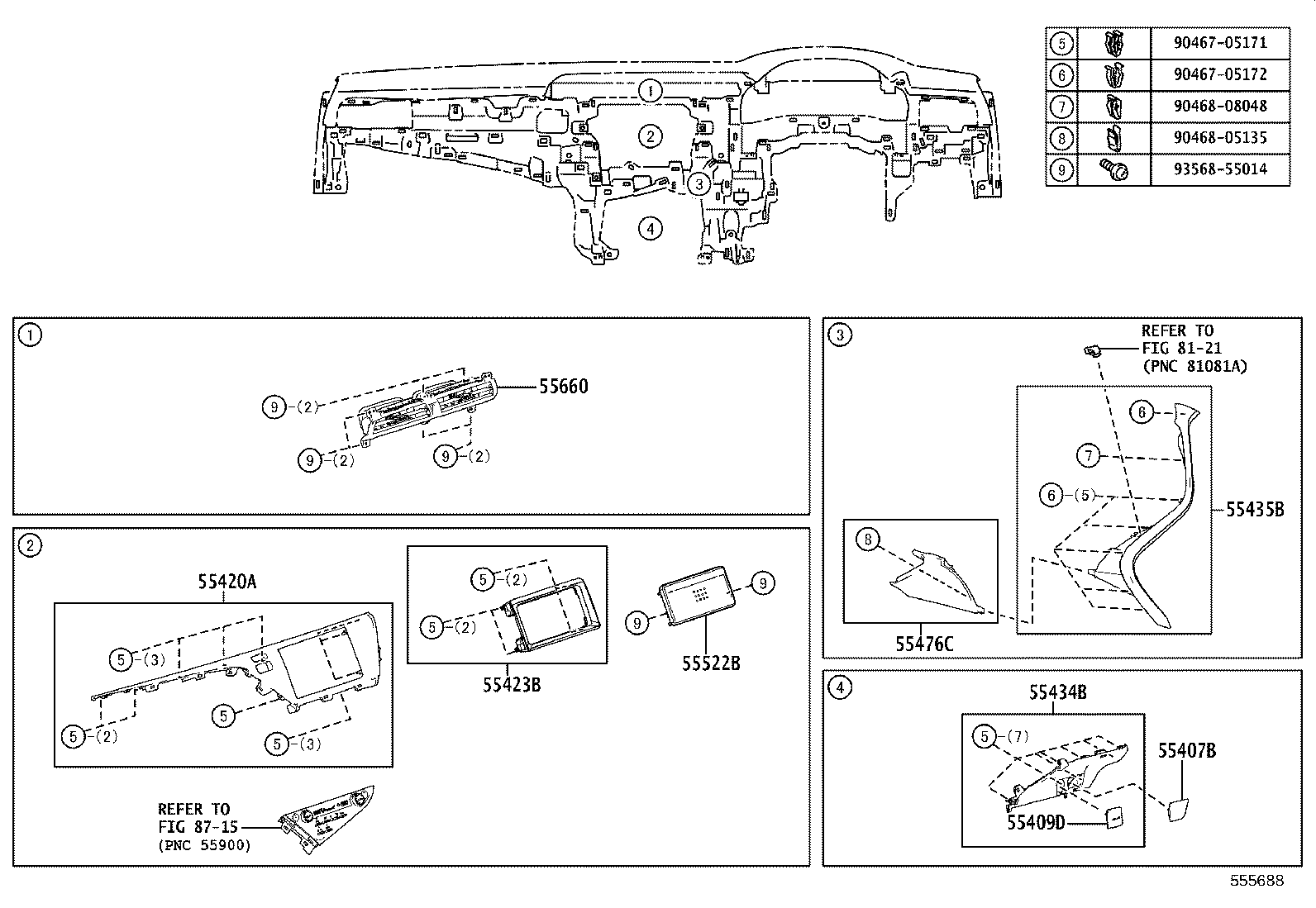 55405-33340 PANEL SUB-ASSY, INSTRUMENT CLUSTER FINISH, CENTER product image