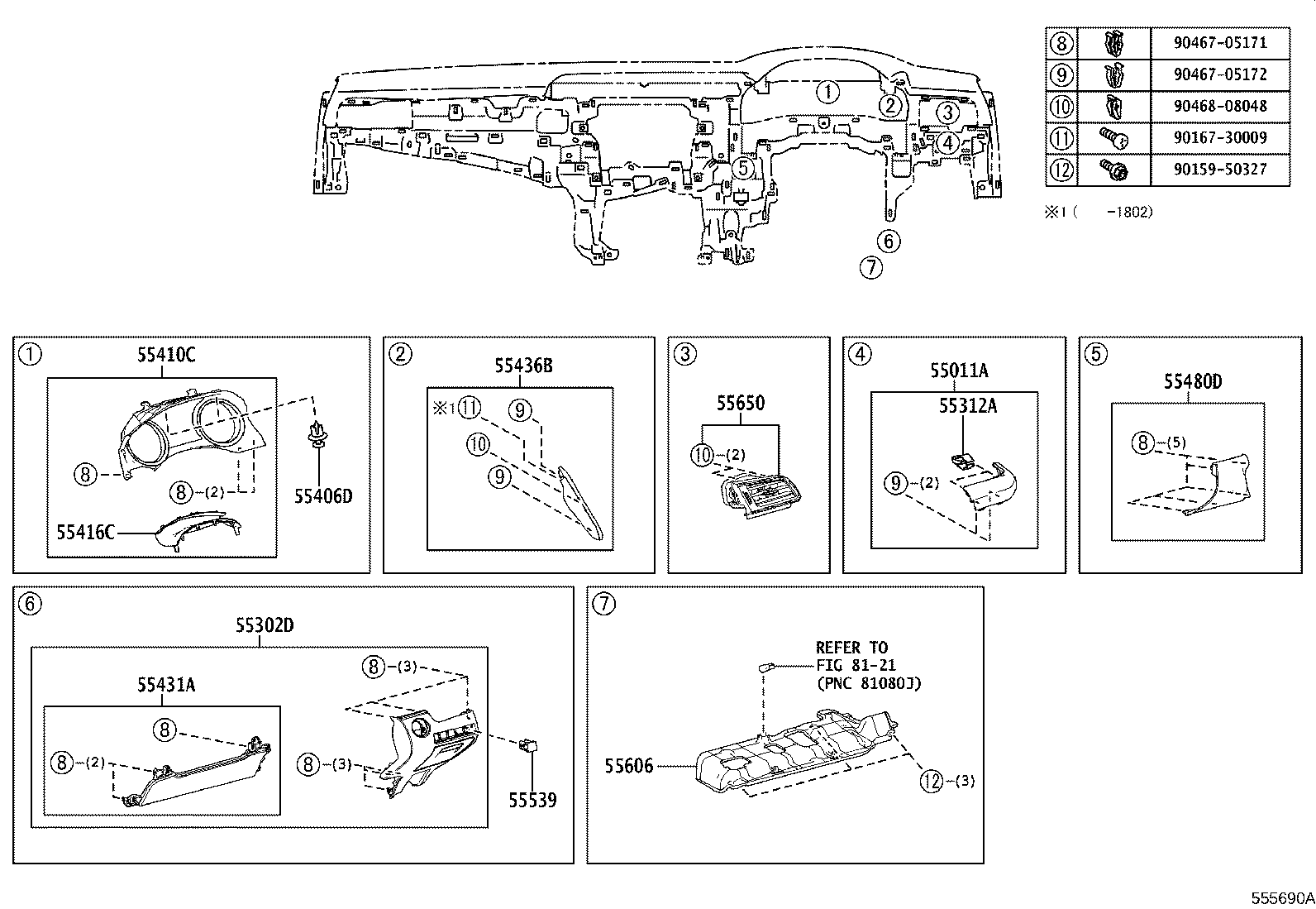 55405-33340 PANEL SUB-ASSY, INSTRUMENT CLUSTER FINISH, CENTER product image