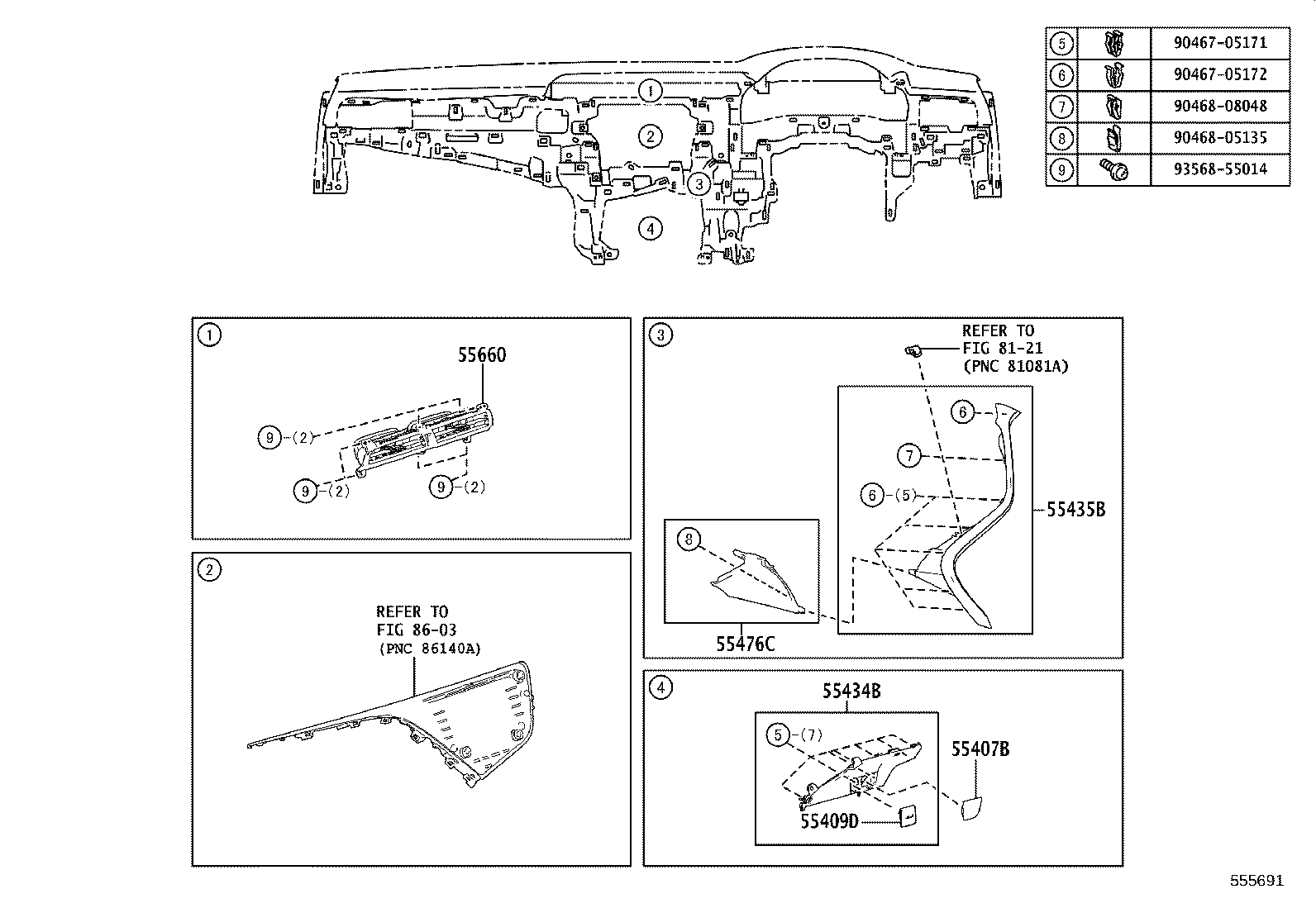 55405-33340 PANEL SUB-ASSY, INSTRUMENT CLUSTER FINISH, CENTER product image