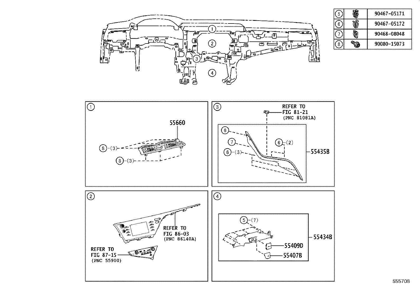 55405-06240 PANEL SUB-ASSY, INSTRUMENT CLUSTER FINISH, CENTER product image