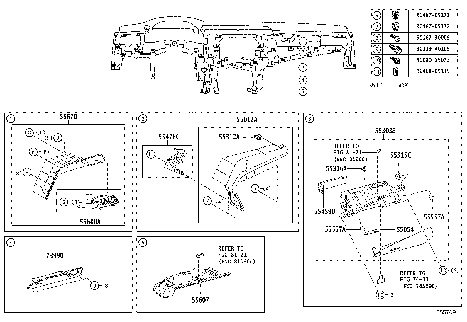 55405-06240 PANEL SUB-ASSY, INSTRUMENT CLUSTER FINISH, CENTER product image