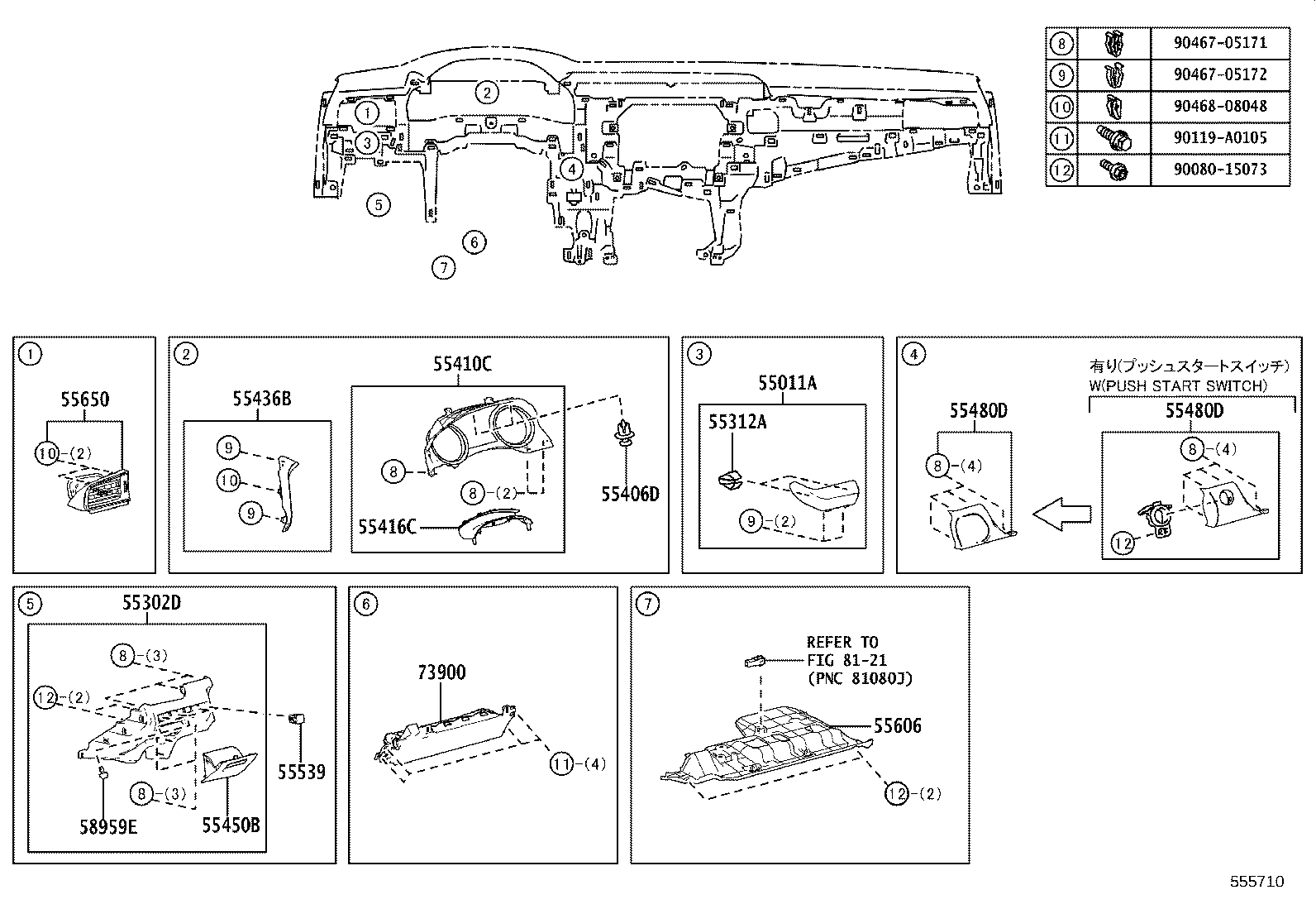 55405-06240 PANEL SUB-ASSY, INSTRUMENT CLUSTER FINISH, CENTER product image