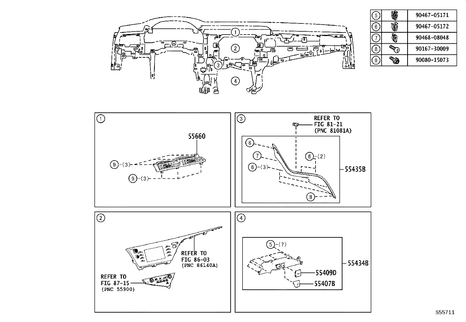 55405-06240 PANEL SUB-ASSY, INSTRUMENT CLUSTER FINISH, CENTER product image