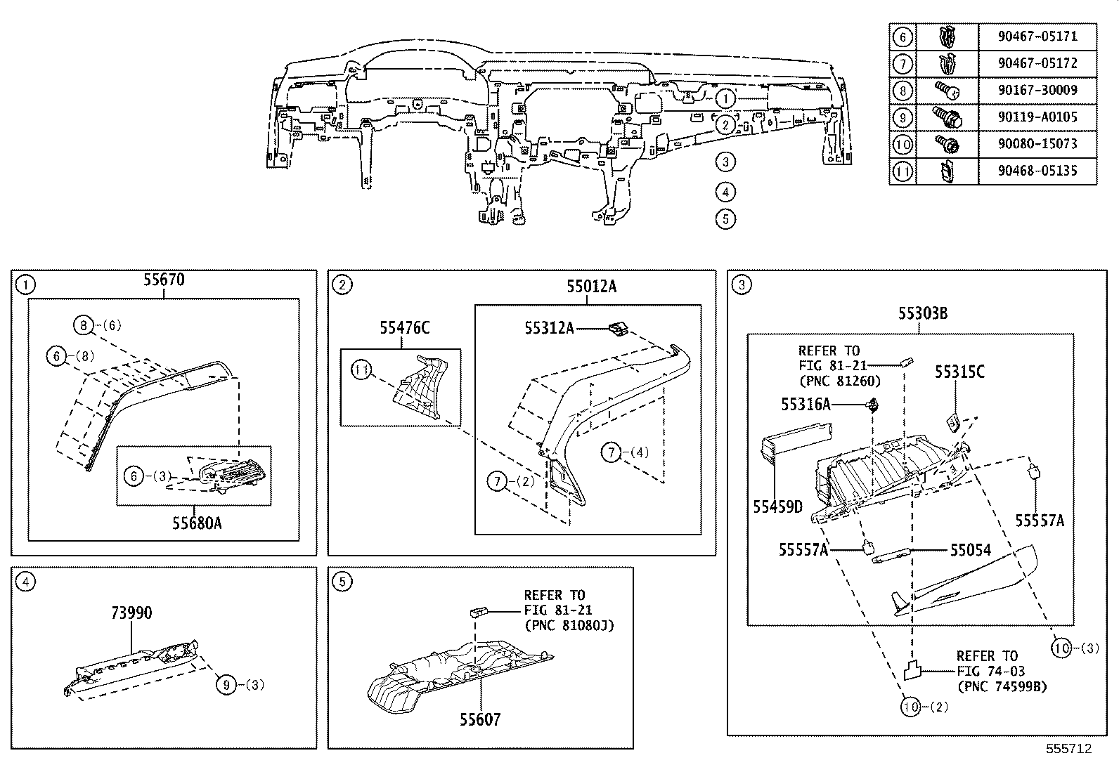 55405-06240 PANEL SUB-ASSY, INSTRUMENT CLUSTER FINISH, CENTER product image