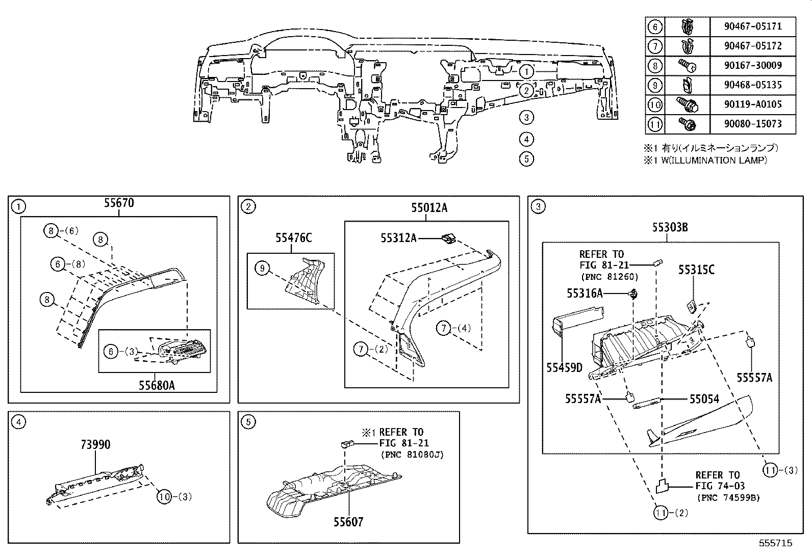 55405-06240 PANEL SUB-ASSY, INSTRUMENT CLUSTER FINISH, CENTER product image