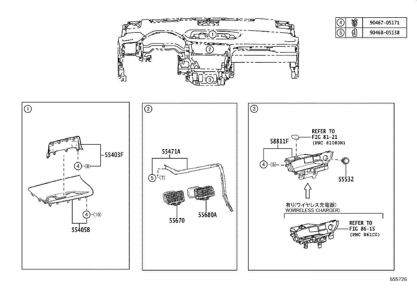 55405-48200-C0 PANEL SUB-ASSY, INSTRUMENT CLUSTER FINISH, CENTER product image