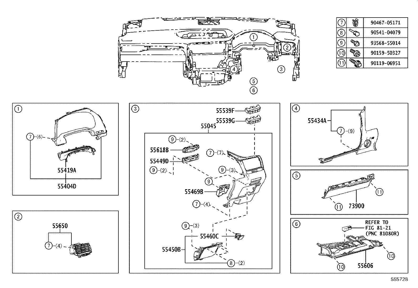 55405-48200-C0 PANEL SUB-ASSY, INSTRUMENT CLUSTER FINISH, CENTER product image