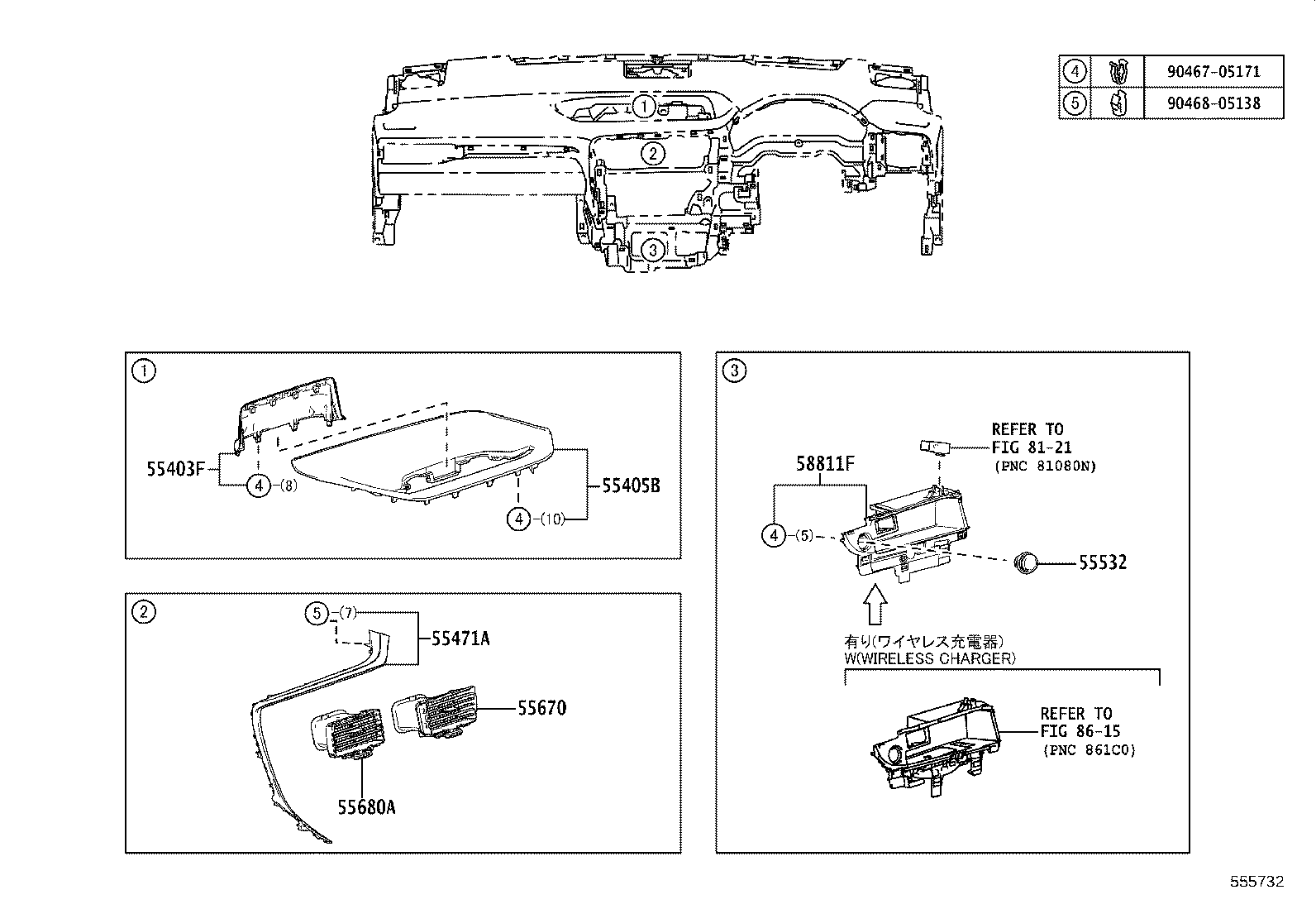 55405-48200-C0 PANEL SUB-ASSY, INSTRUMENT CLUSTER FINISH, CENTER product image