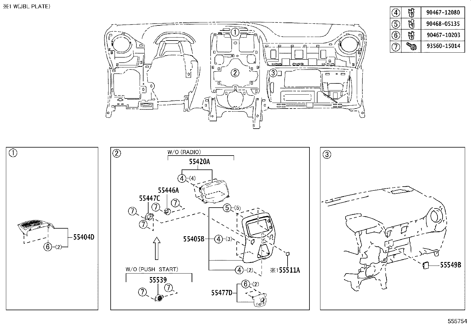 55405-0H040-B0 PANEL SUB-ASSY, INSTRUMENT CLUSTER FINISH, CENTER product image