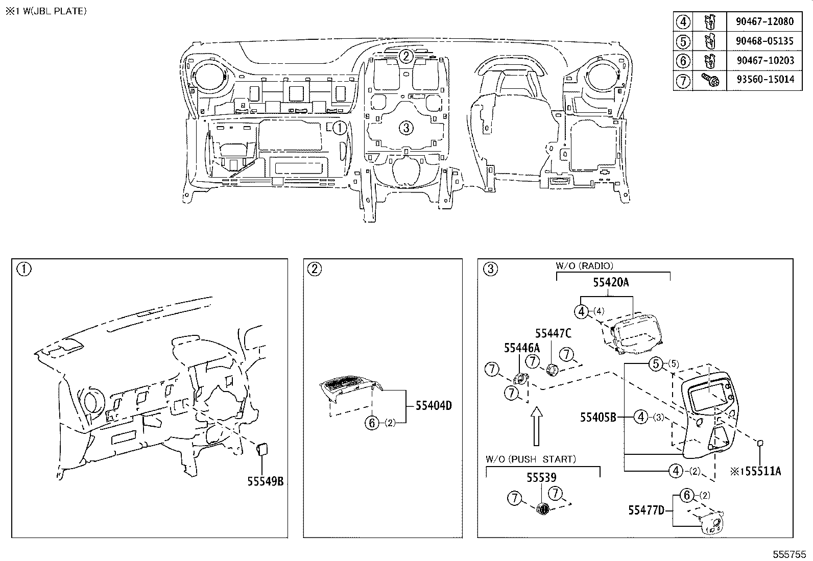 55405-0H040-B0 PANEL SUB-ASSY, INSTRUMENT CLUSTER FINISH, CENTER product image
