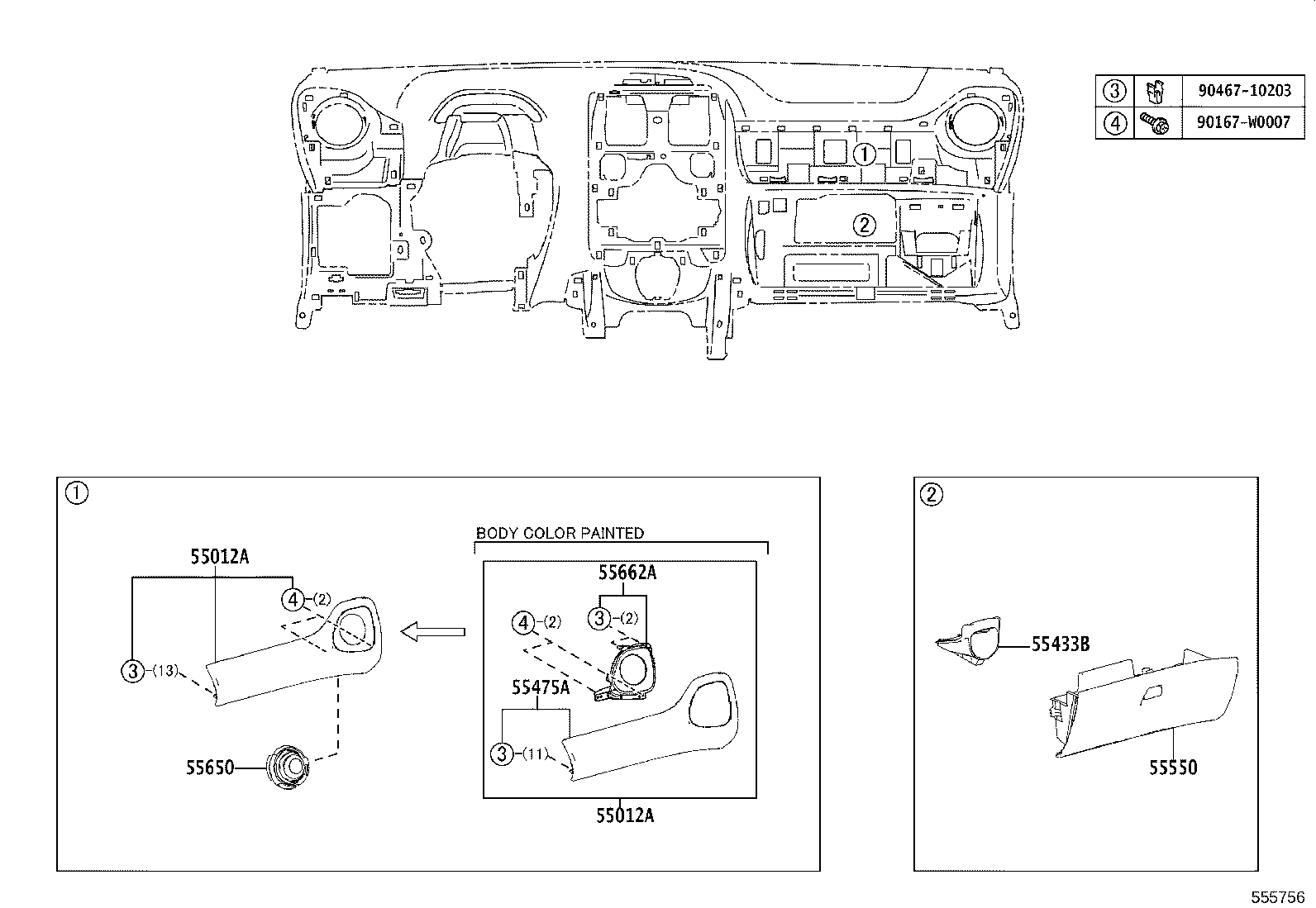 55405-0H040-B0 PANEL SUB-ASSY, INSTRUMENT CLUSTER FINISH, CENTER product image