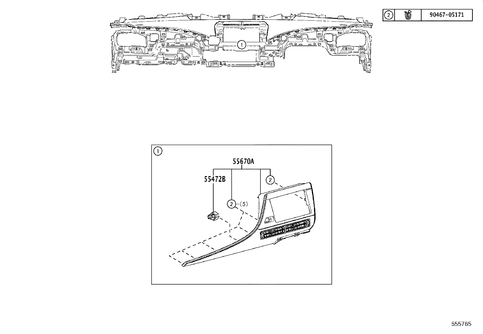 55302-62080-C0 PANEL SUB-ASSY, INSTRUMENT, UPPER product image