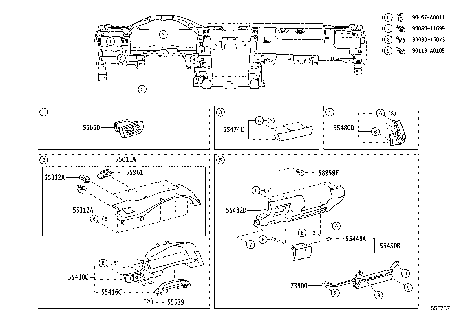 55054-06020 STOPPER SUB-ASSY, GLOVE COMPARTMENT DOOR product image