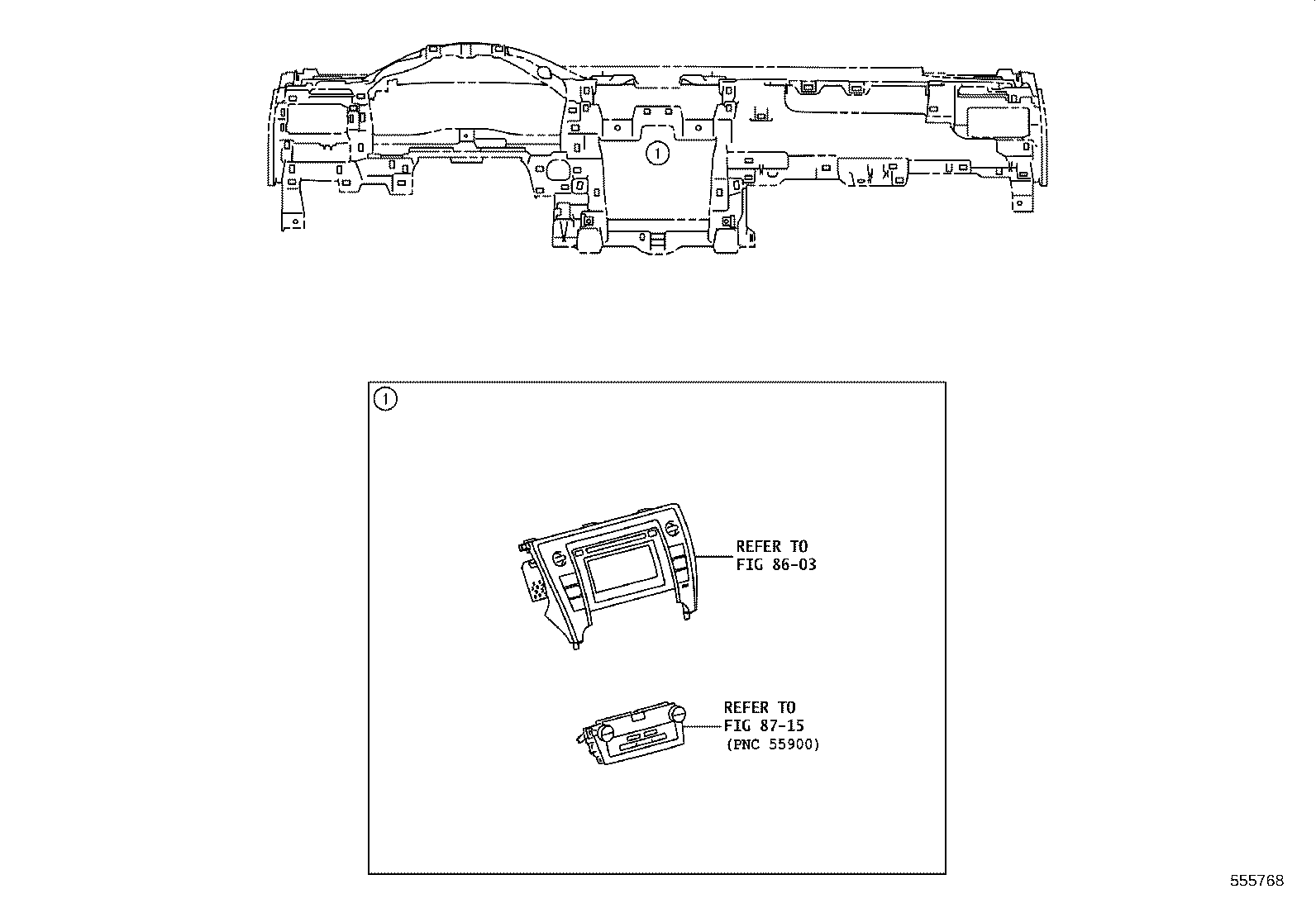 55054-06020 STOPPER SUB-ASSY, GLOVE COMPARTMENT DOOR product image