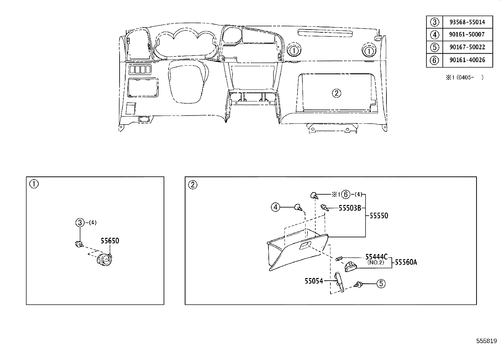 55405-01040 PANEL SUB-ASSY, INSTRUMENT CLUSTER FINISH, CENTER product image