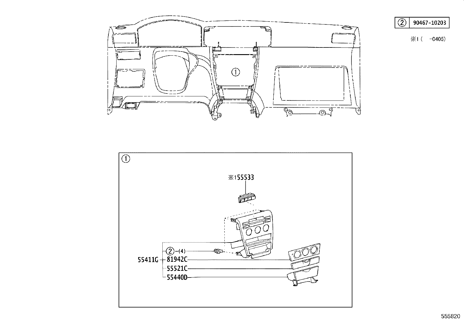 55405-01040 PANEL SUB-ASSY, INSTRUMENT CLUSTER FINISH, CENTER product image