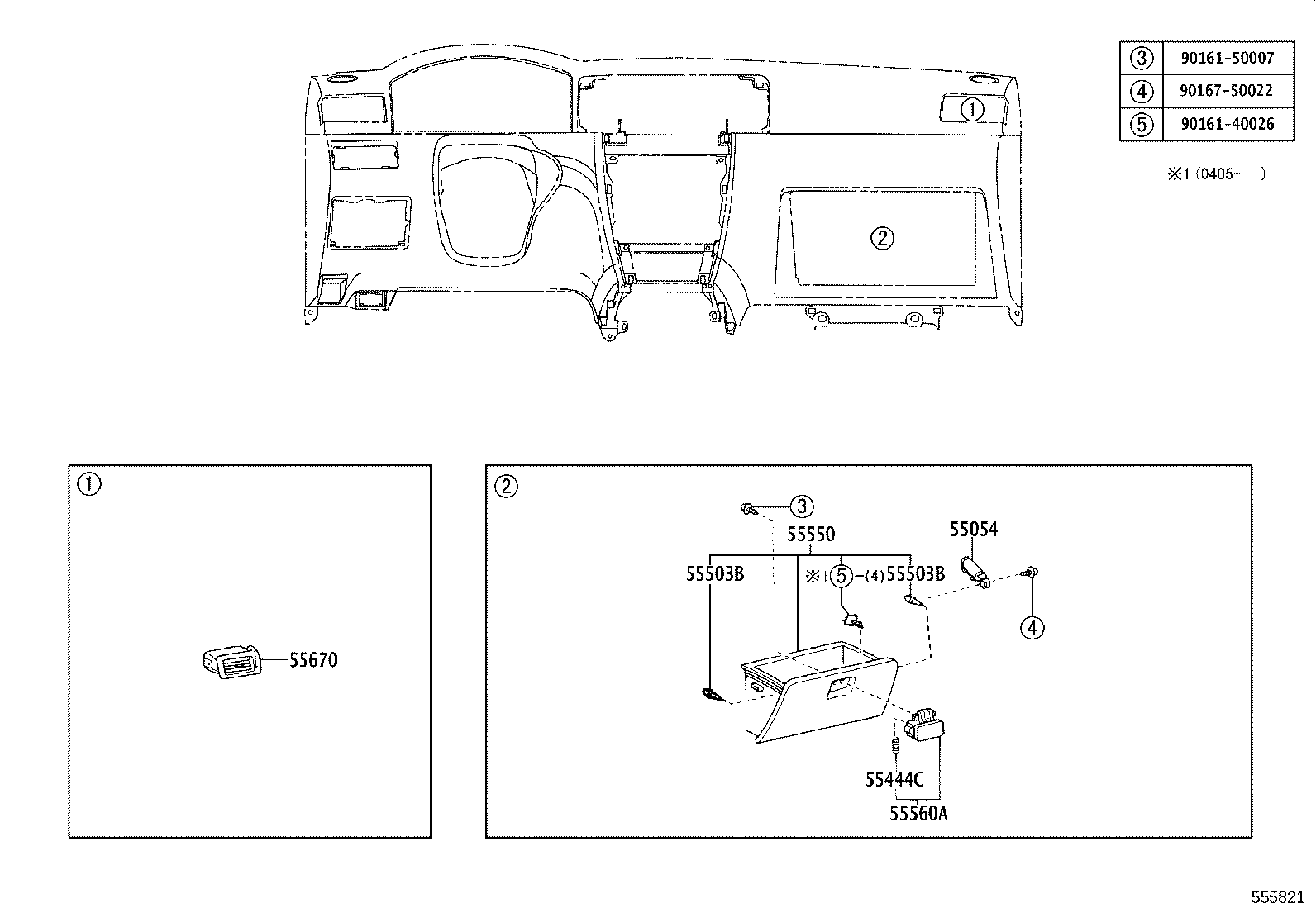 55405-01040 PANEL SUB-ASSY, INSTRUMENT CLUSTER FINISH, CENTER product image