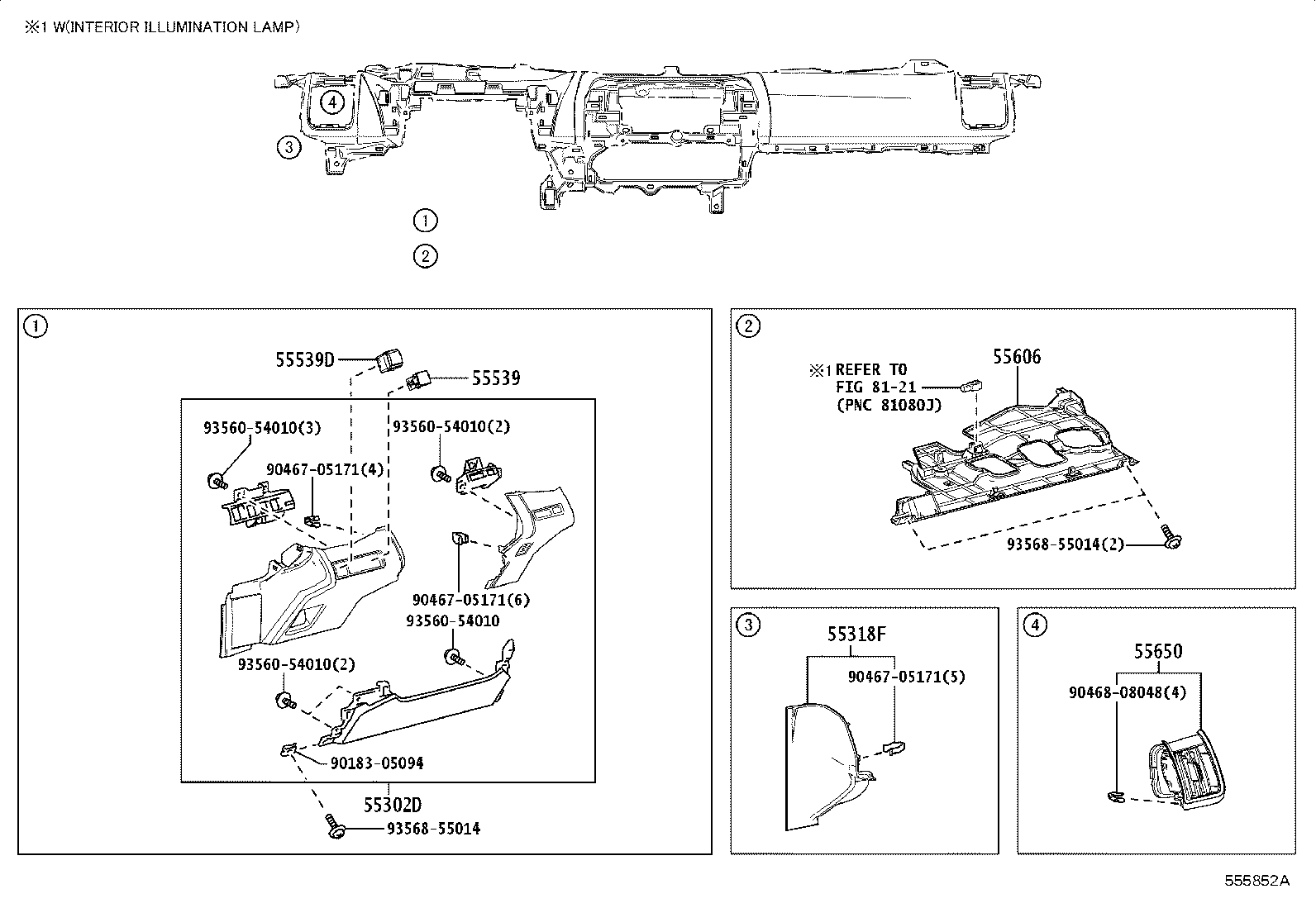 55405-42070 PANEL SUB-ASSY, INSTRUMENT CLUSTER FINISH, CENTER product image