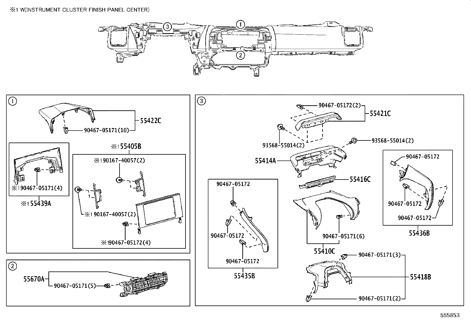 55405-42070 PANEL SUB-ASSY, INSTRUMENT CLUSTER FINISH, CENTER product image