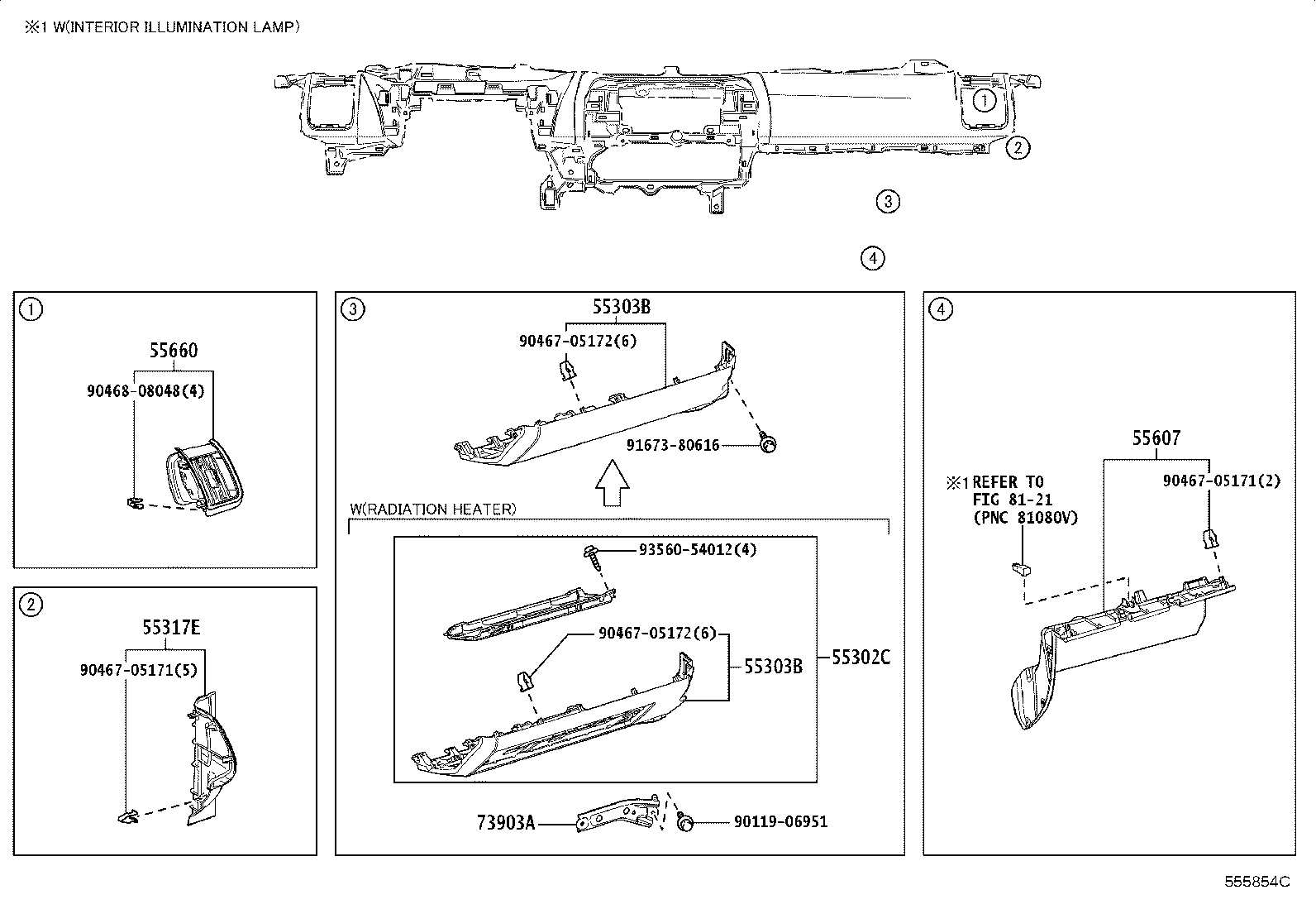 55405-42070 PANEL SUB-ASSY, INSTRUMENT CLUSTER FINISH, CENTER product image