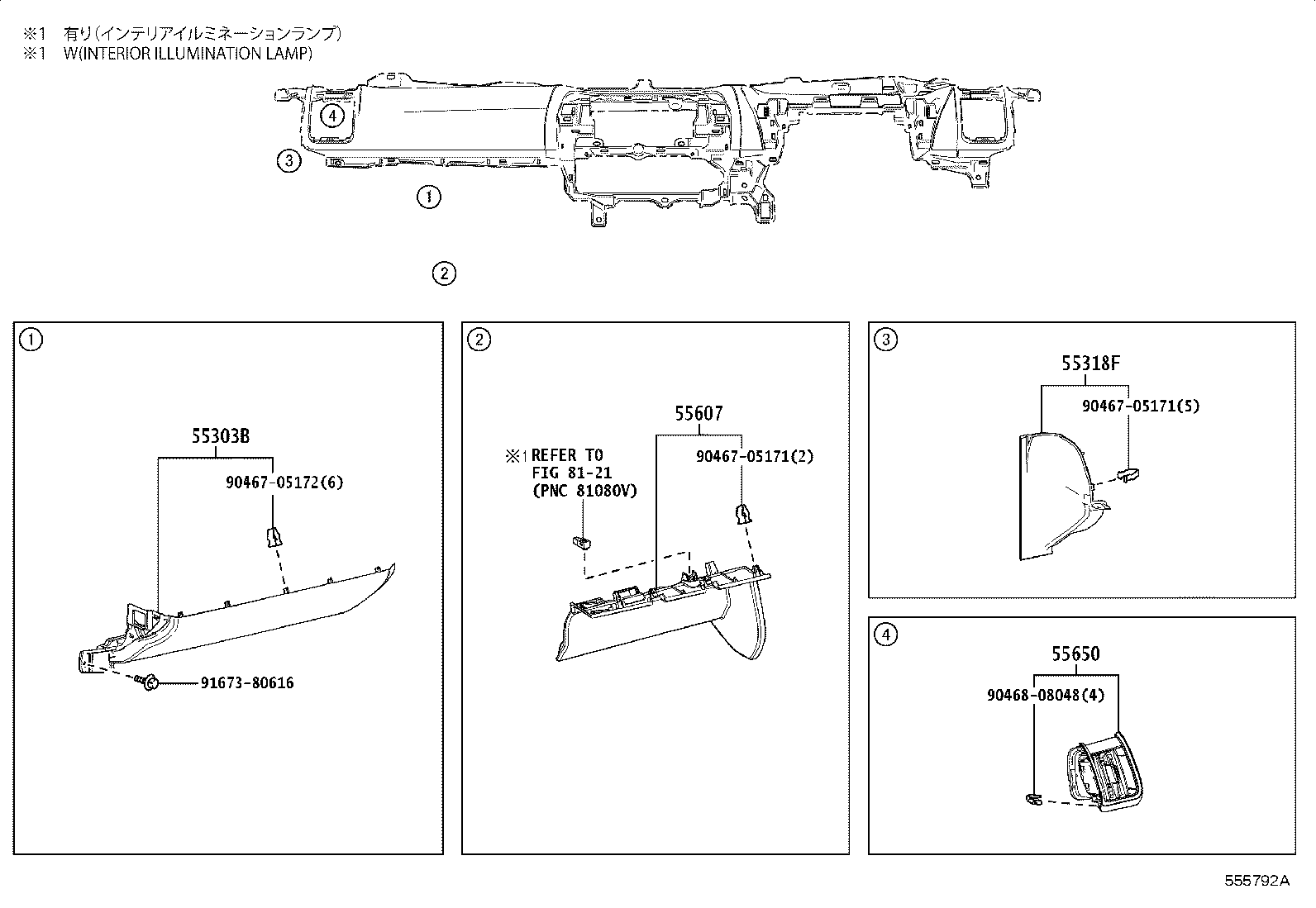 55405-42070 PANEL SUB-ASSY, INSTRUMENT CLUSTER FINISH, CENTER product image