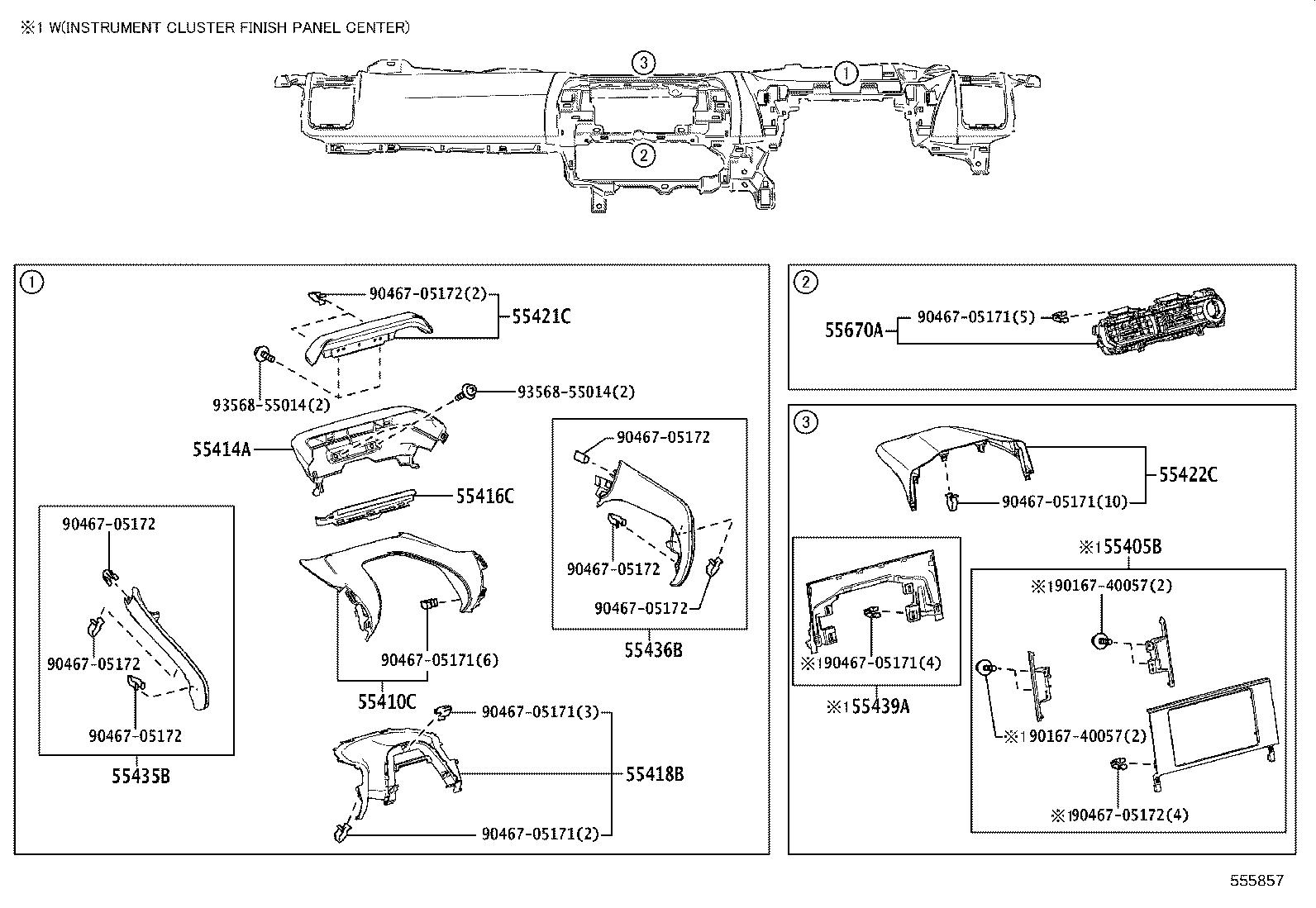 55405-42070 PANEL SUB-ASSY, INSTRUMENT CLUSTER FINISH, CENTER product image