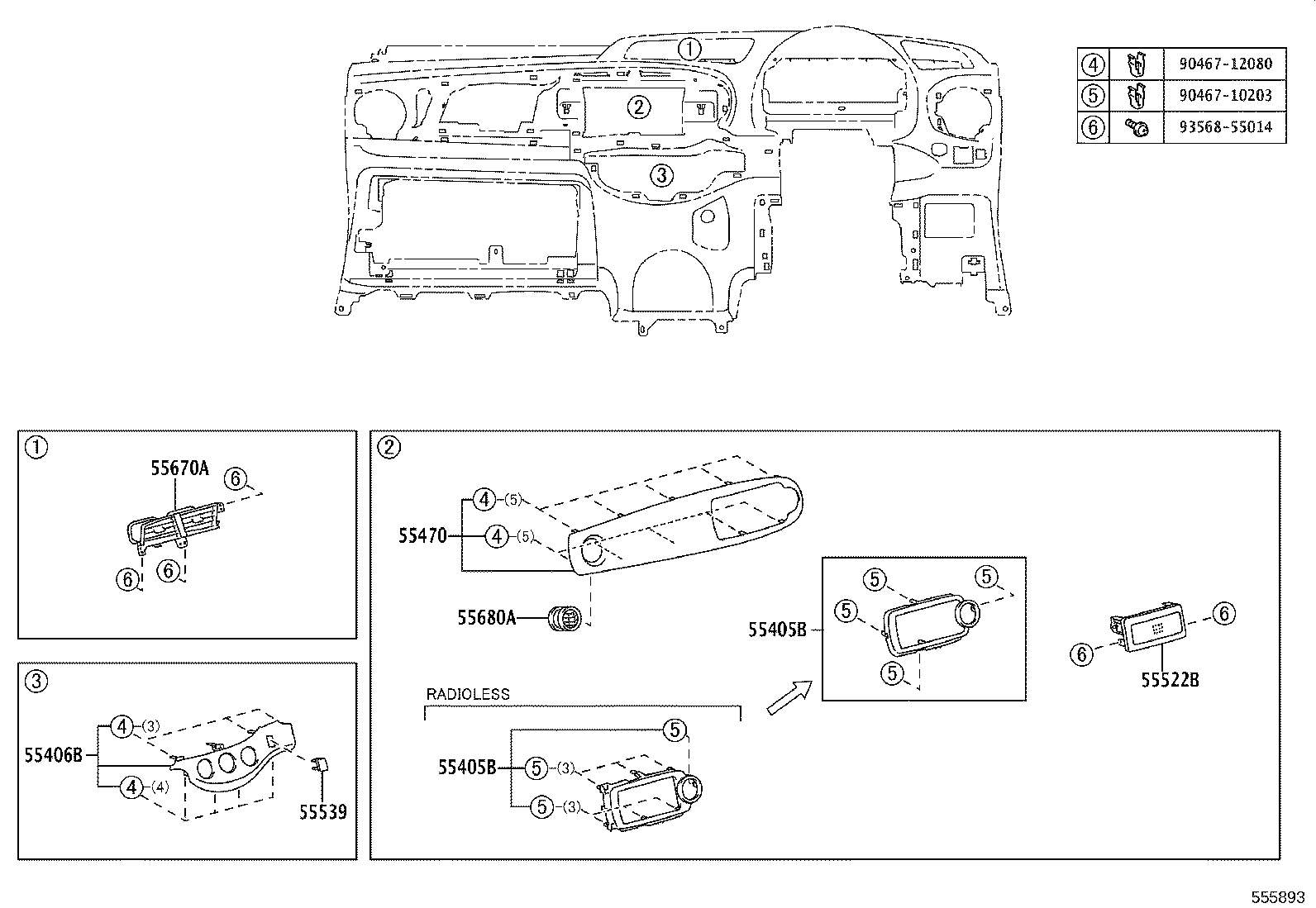 55405-52B40 PANEL SUB-ASSY, INSTRUMENT CLUSTER FINISH, CENTER product image