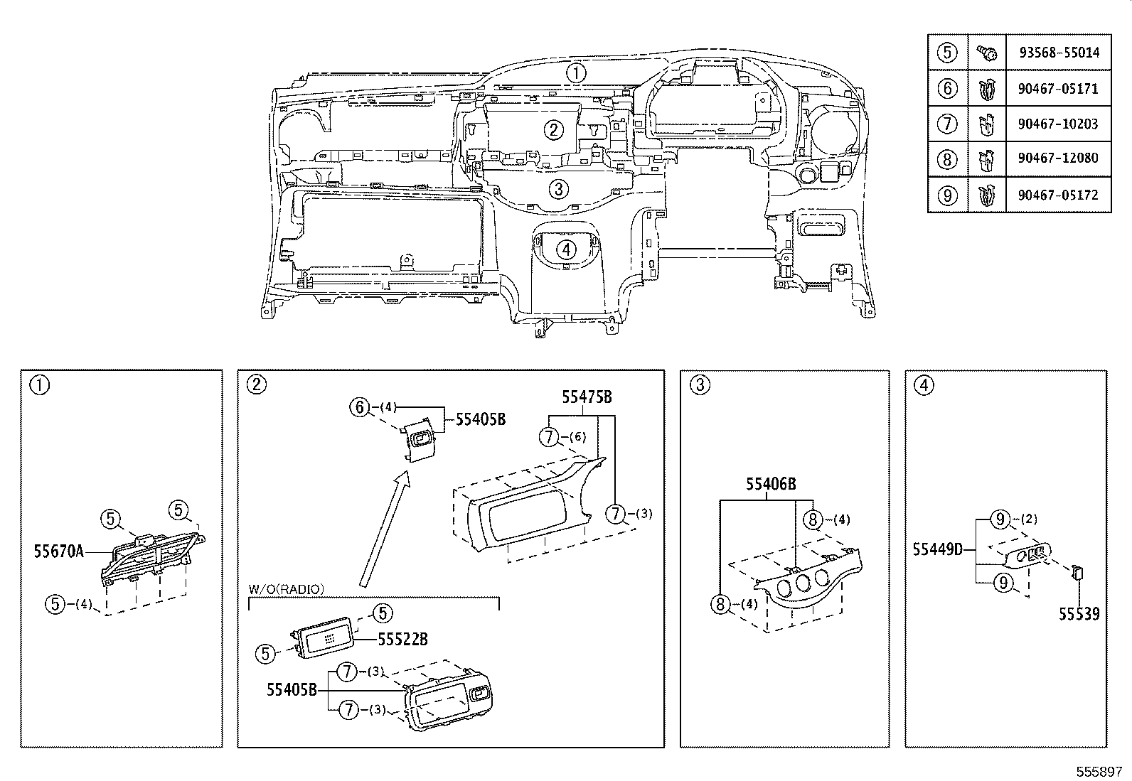 55405-52B40 PANEL SUB-ASSY, INSTRUMENT CLUSTER FINISH, CENTER product image