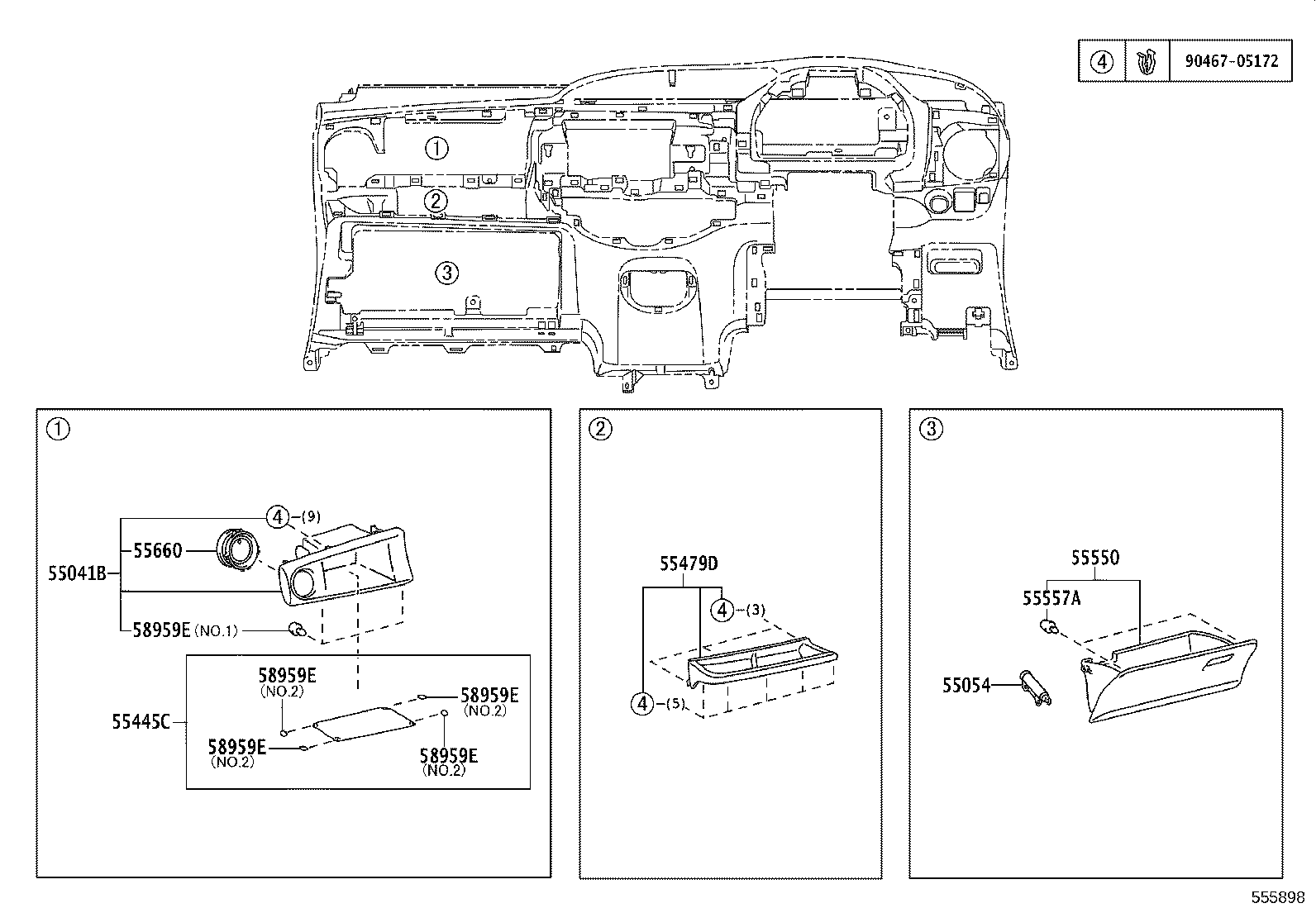 55405-52B40 PANEL SUB-ASSY, INSTRUMENT CLUSTER FINISH, CENTER product image