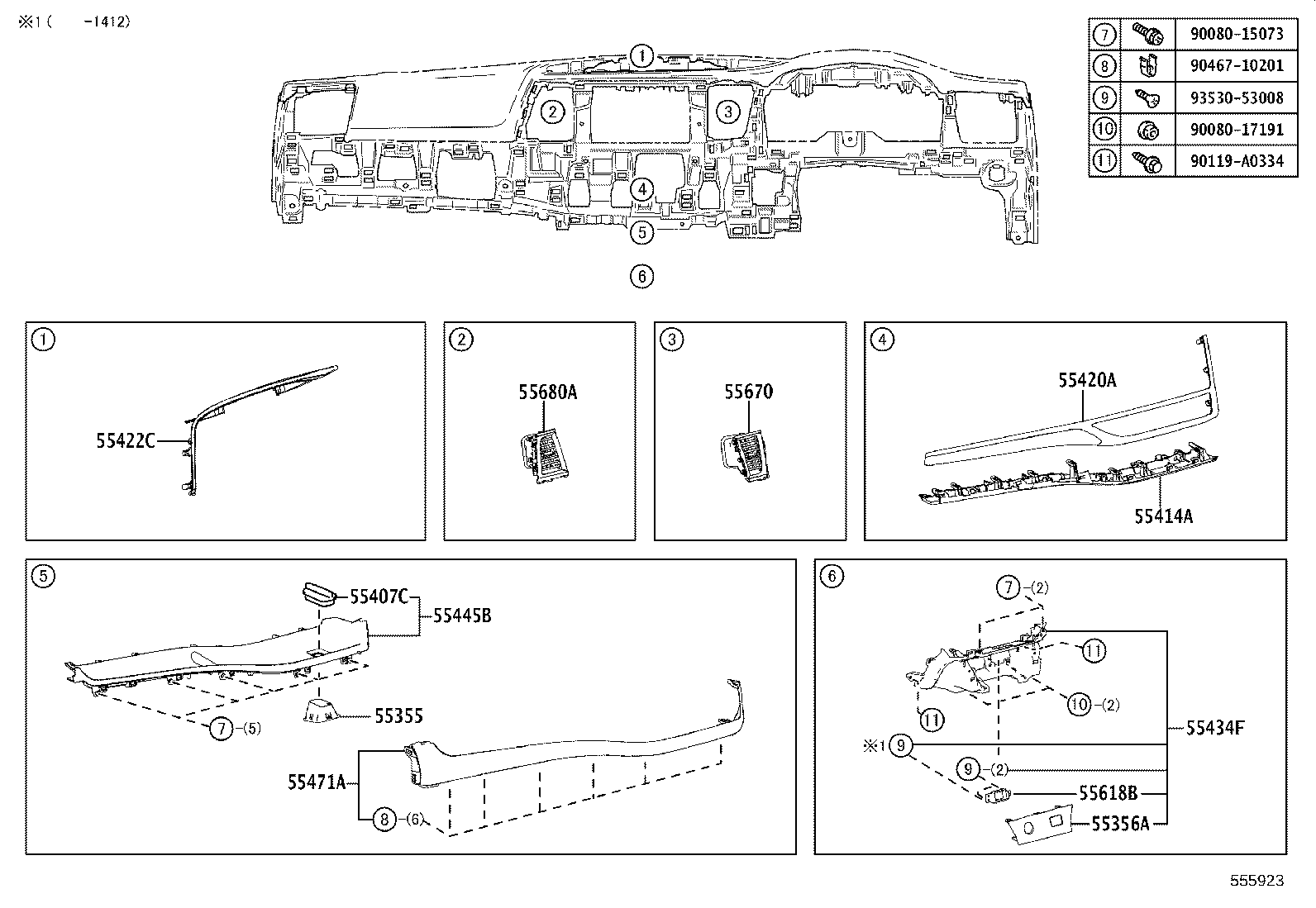 55306-0E070 BRACE SUB-ASSY, INSTRUMENT PANEL, NO.1 product image