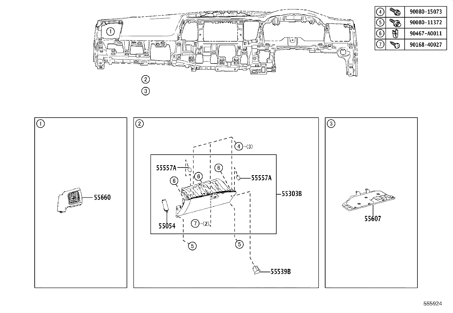 55306-0E070 BRACE SUB-ASSY, INSTRUMENT PANEL, NO.1 product image