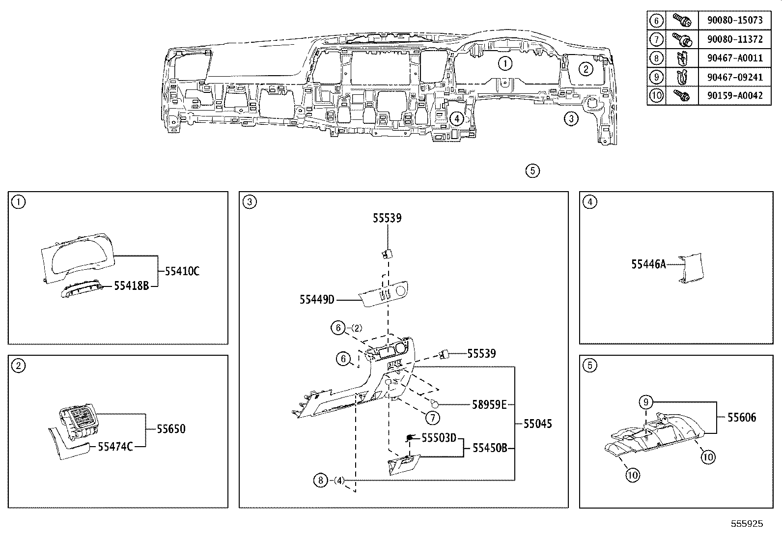 55306-0E070 BRACE SUB-ASSY, INSTRUMENT PANEL, NO.1 product image