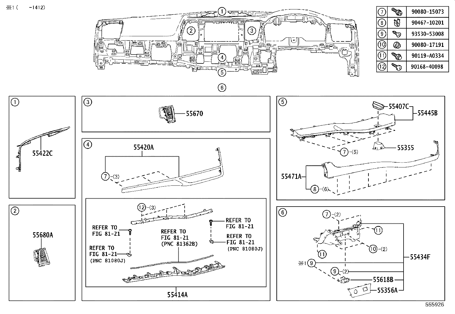 55306-0E070 BRACE SUB-ASSY, INSTRUMENT PANEL, NO.1 product image