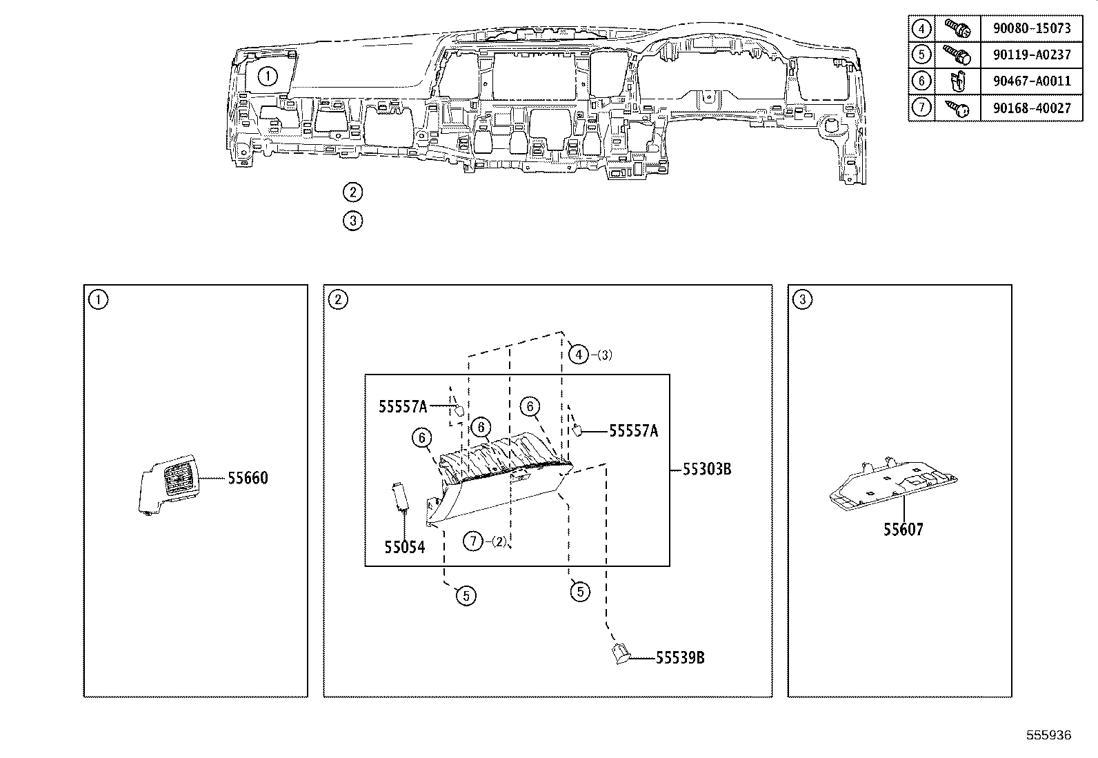 55306-0E070 BRACE SUB-ASSY, INSTRUMENT PANEL, NO.1 product image