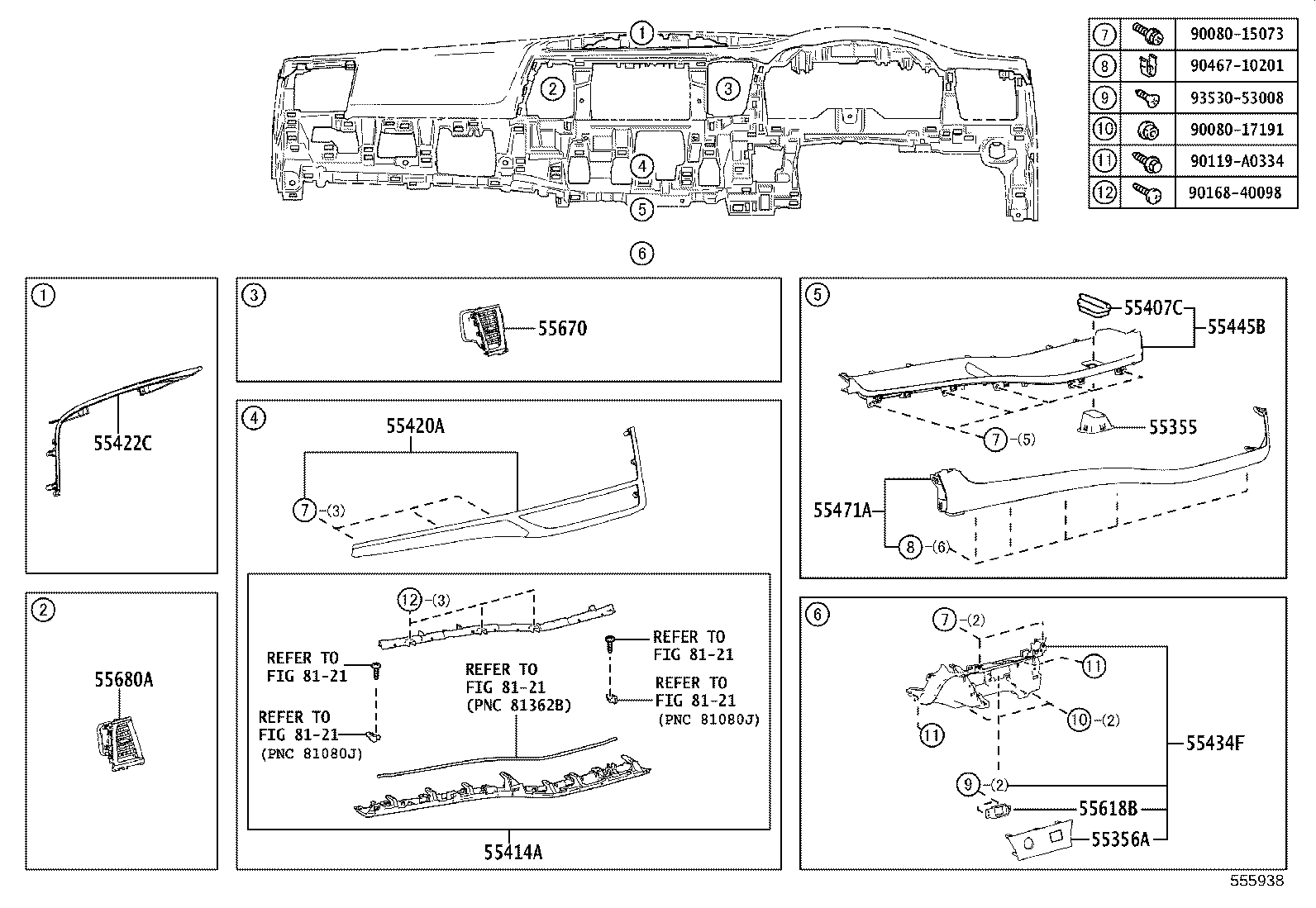 55306-0E070 BRACE SUB-ASSY, INSTRUMENT PANEL, NO.1 product image