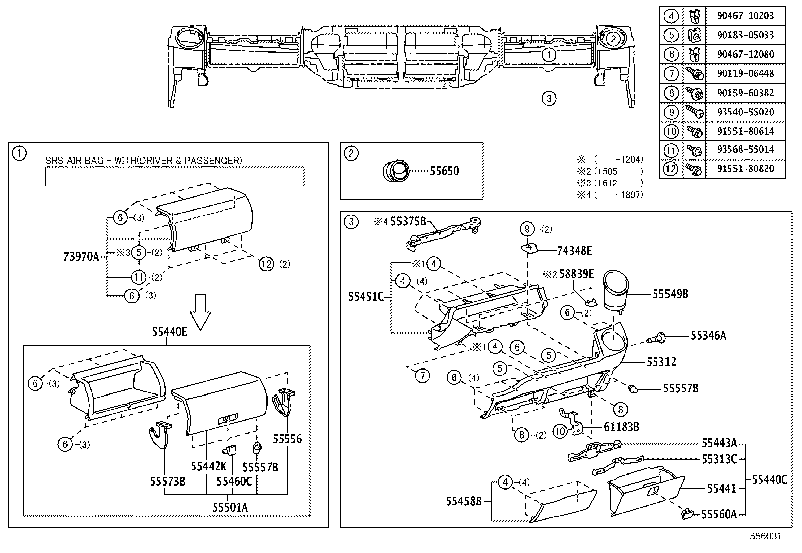 55306-37101 BRACE SUB-ASSY, INSTRUMENT PANEL, NO.1 product image
