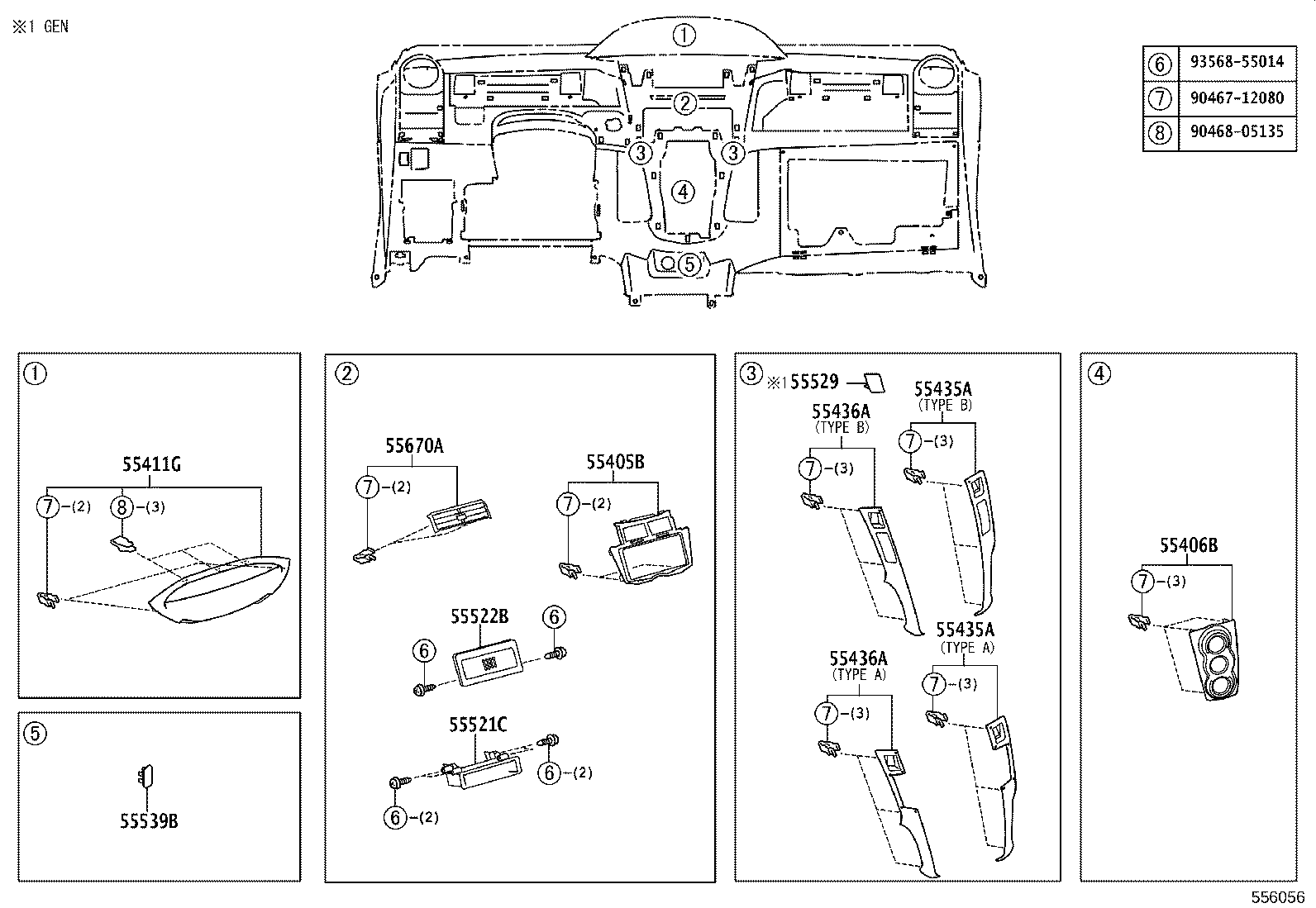 55302-52170-B0 PANEL SUB-ASSY, INSTRUMENT, UPPER product image