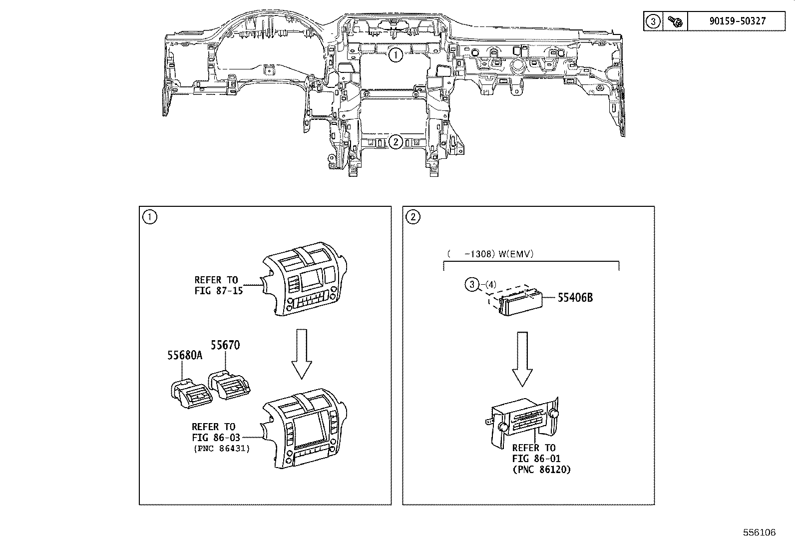 55054-60020 STOPPER SUB-ASSY, GLOVE COMPARTMENT DOOR product image