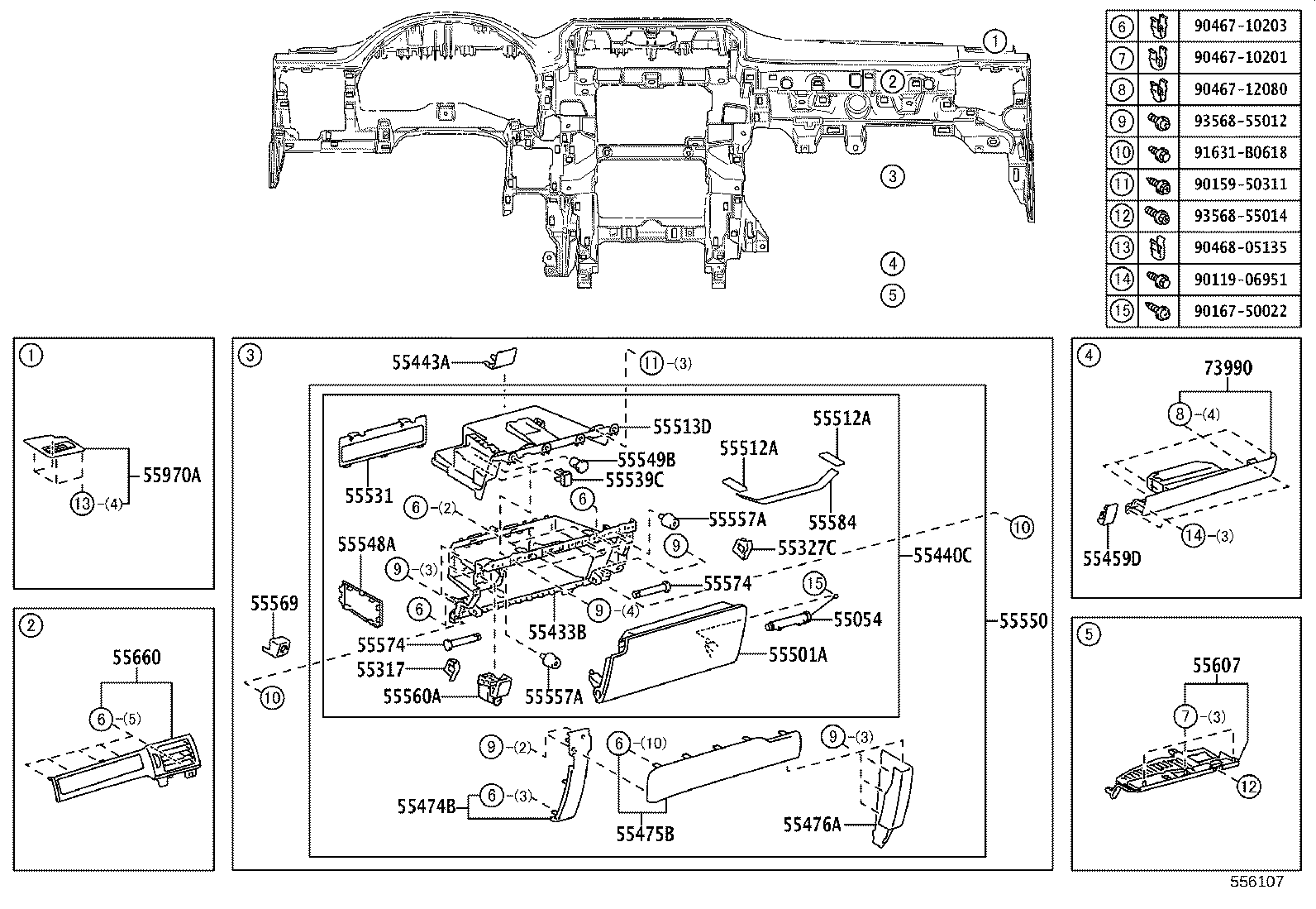 55054-60020 STOPPER SUB-ASSY, GLOVE COMPARTMENT DOOR product image