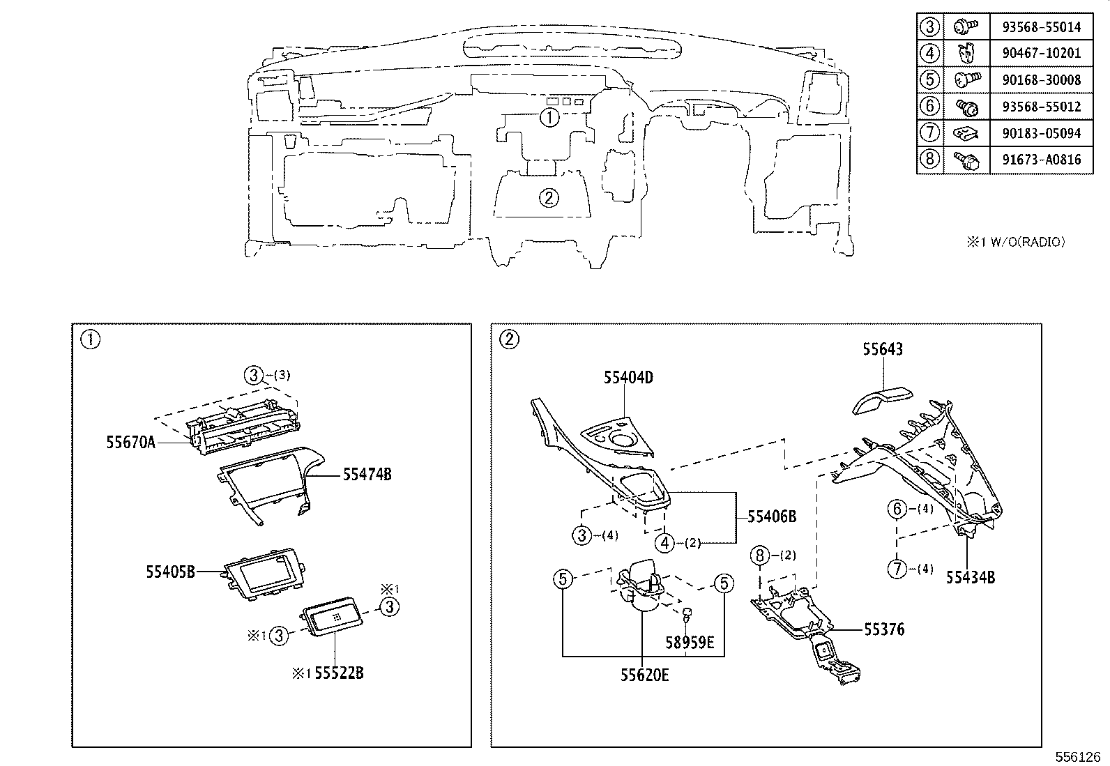 55405-47070 PANEL SUB-ASSY, INSTRUMENT CLUSTER FINISH, CENTER product image