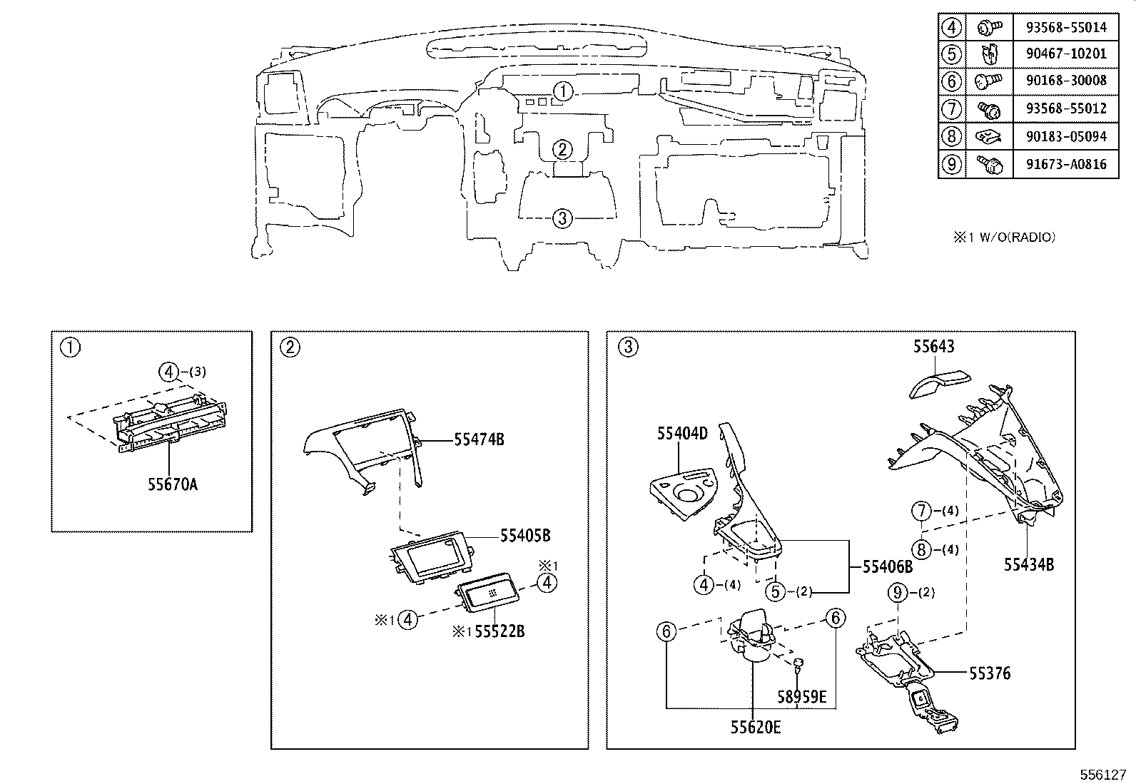 55405-47070 PANEL SUB-ASSY, INSTRUMENT CLUSTER FINISH, CENTER product image