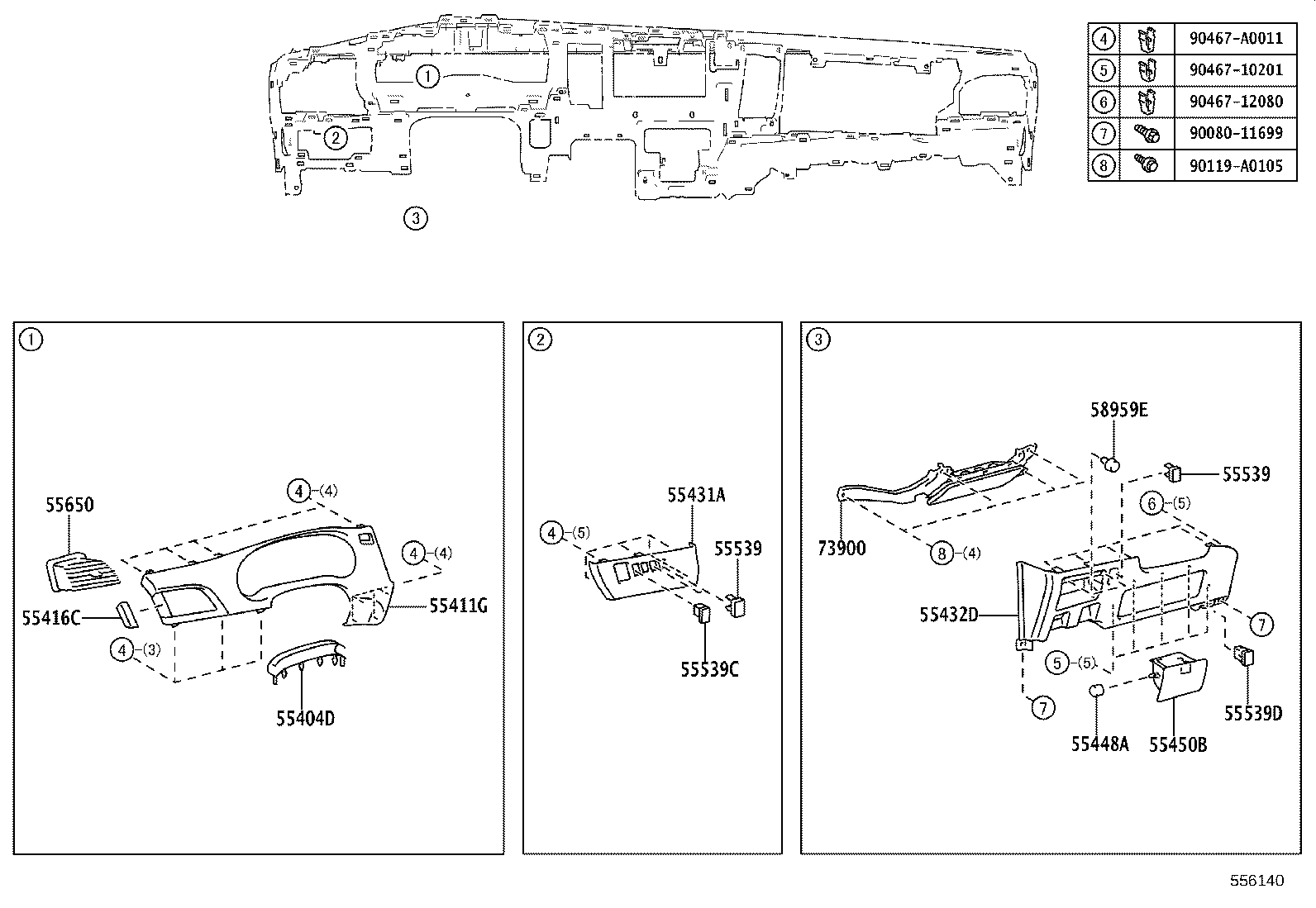 55042-08030-B0 DOOR SUB-ASSY, INSTRUMENT PANEL BOX, NO.2 product image