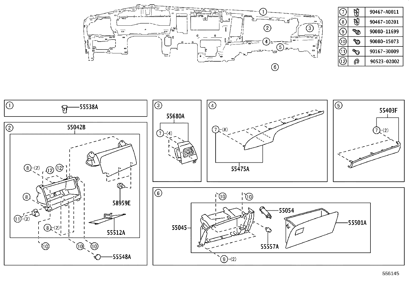 55042-08030-B0 DOOR SUB-ASSY, INSTRUMENT PANEL BOX, NO.2 product image