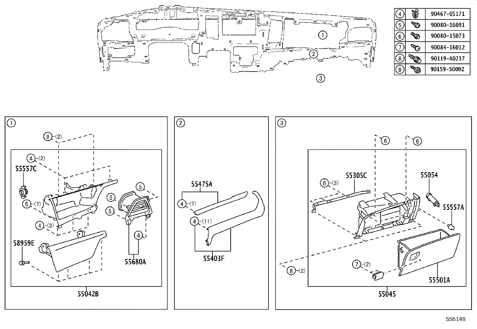 55042-08030-B0 DOOR SUB-ASSY, INSTRUMENT PANEL BOX, NO.2 product image