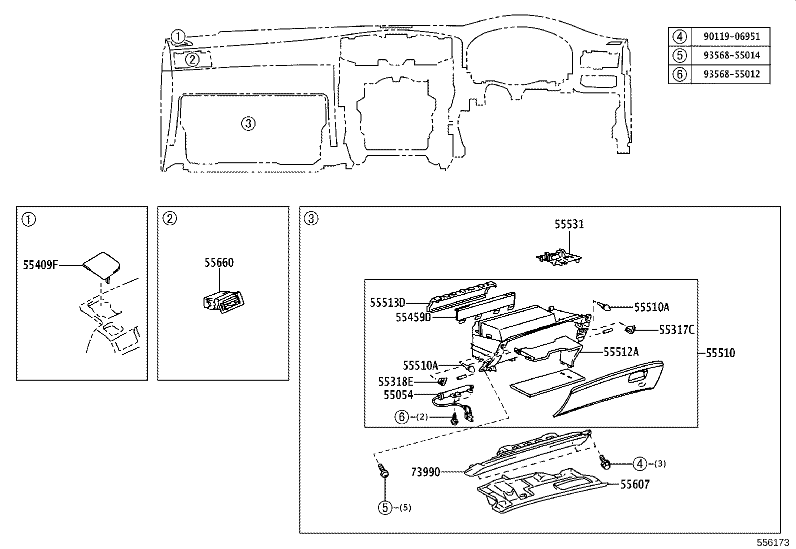 55054-30030 STOPPER SUB-ASSY, GLOVE COMPARTMENT DOOR product image
