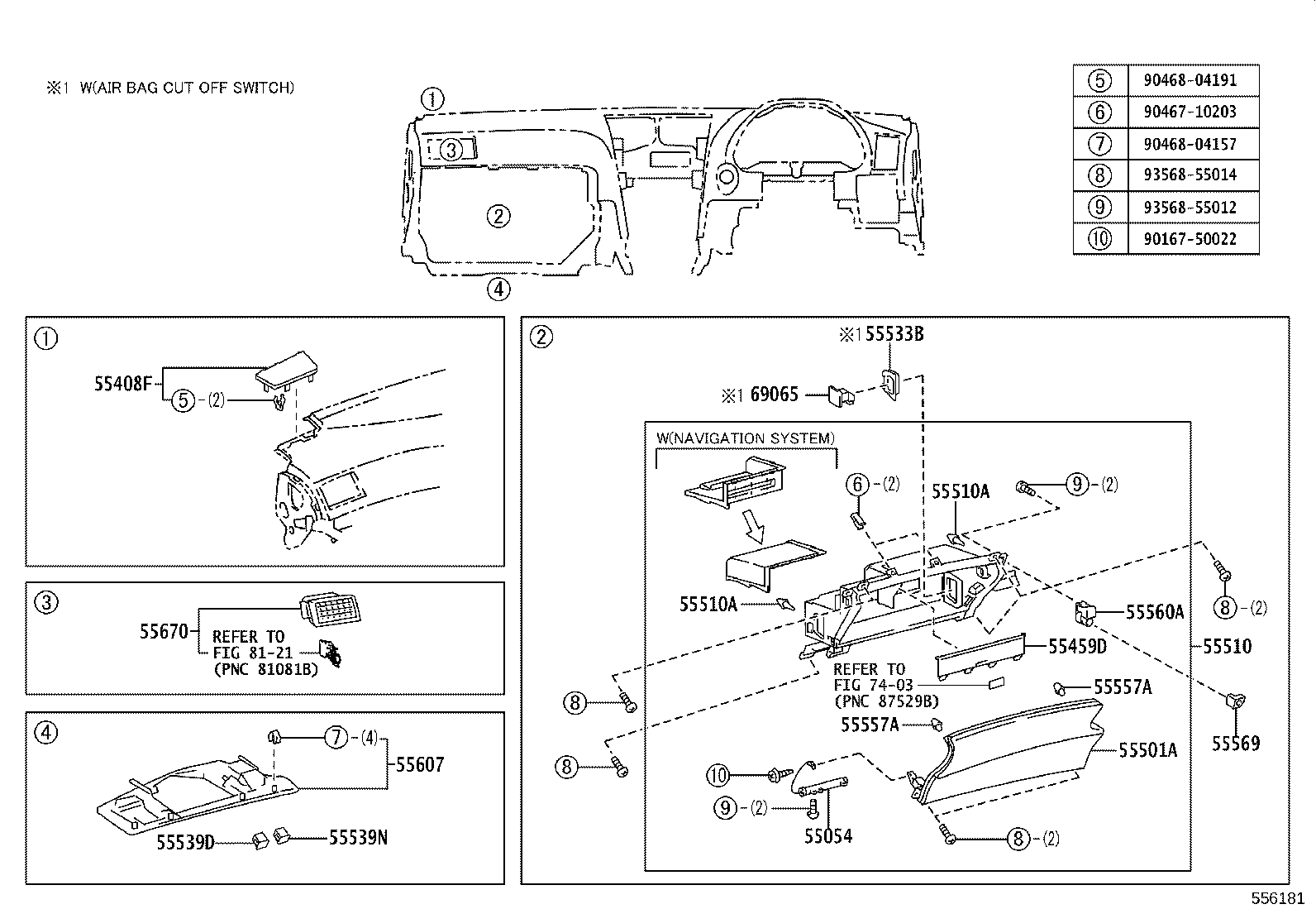 55054-30040 STOPPER SUB-ASSY, GLOVE COMPARTMENT DOOR product image