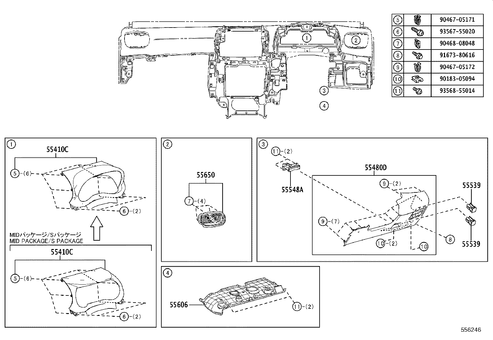 55406-K0010 PANEL SUB-ASSY, INSTRUMENT CLUSTER FINISH, LOWER CENTER product image