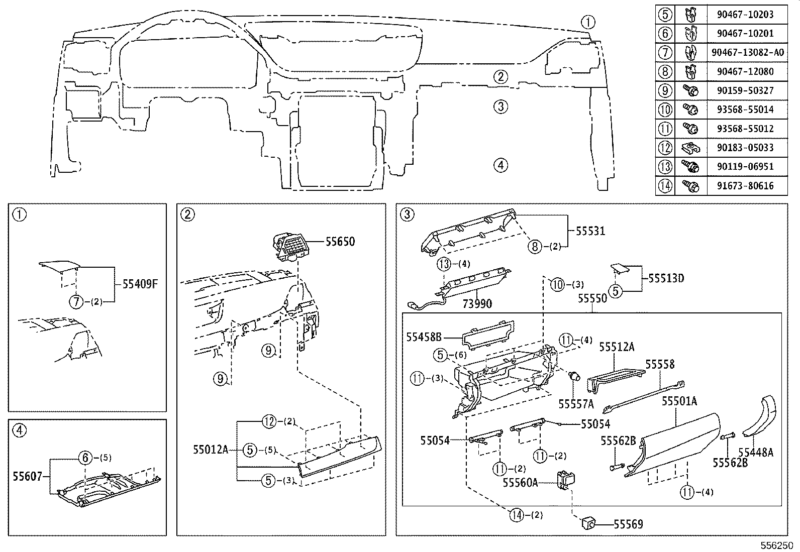 55054-30060 STOPPER SUB-ASSY, GLOVE COMPARTMENT DOOR product image