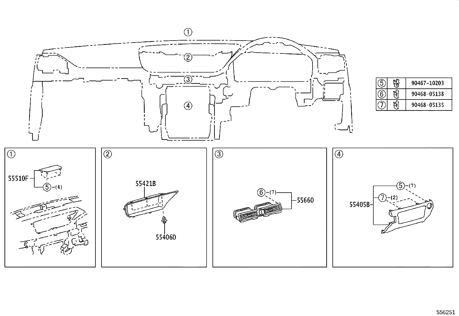 55054-30060 STOPPER SUB-ASSY, GLOVE COMPARTMENT DOOR product image