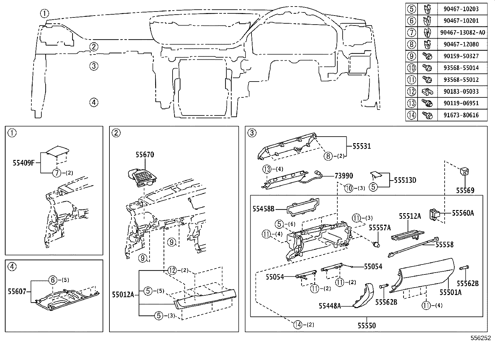 55054-30060 STOPPER SUB-ASSY, GLOVE COMPARTMENT DOOR product image